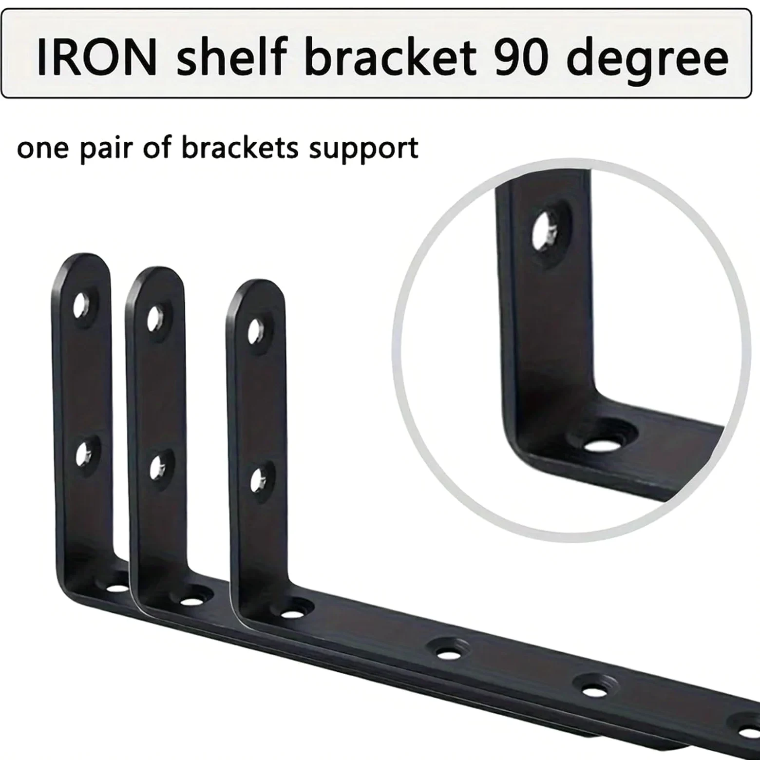 Staffe A L Supporto angolare in acciaio nero for impieghi gravosi da 5"x3" for mobili, scaffalature e finiture di(4pcs)