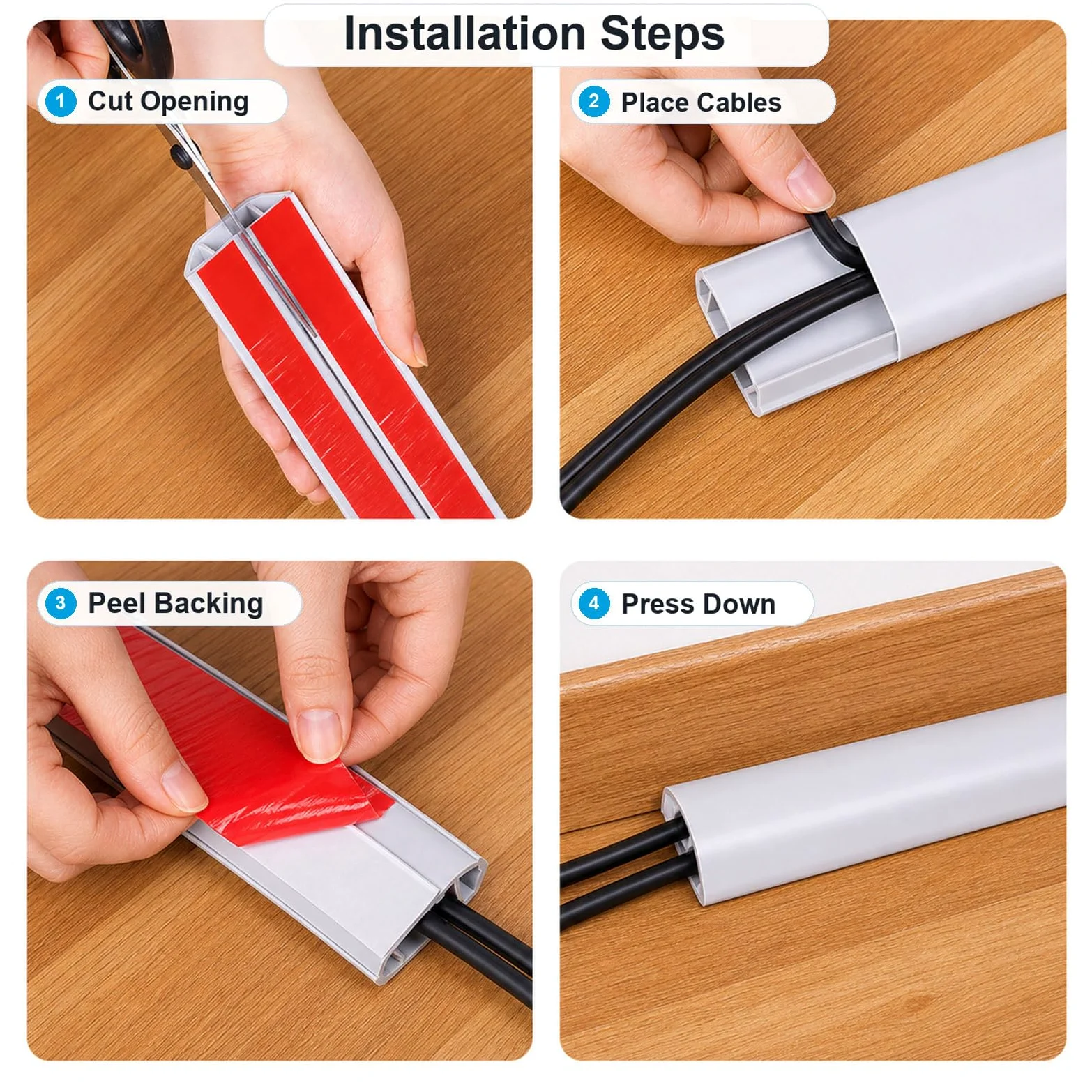 Canalina Passacavi Calpestabile,Canalina Copricavo Semicircolare,Canaline da Pavimento in PVC,Protegge i Cavi,Previene Inciampi e Cadute,per Ufficio,Officina,Magazzino,Concert