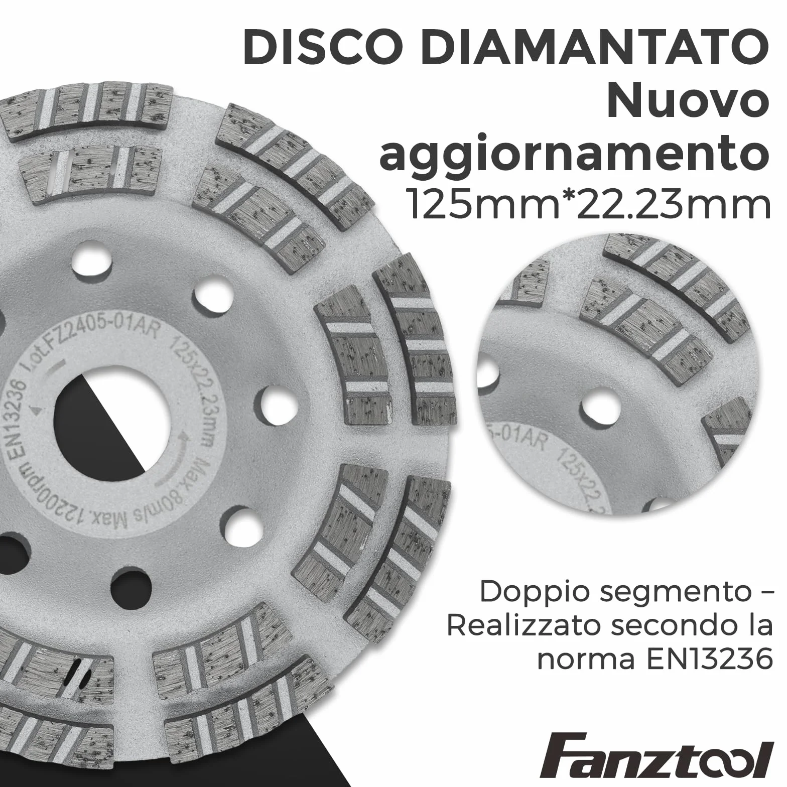 FANZTOOL Nuova Cuffia Aspirazione Smerigliatrice con Mola a Tazza Diamantata 125 mm