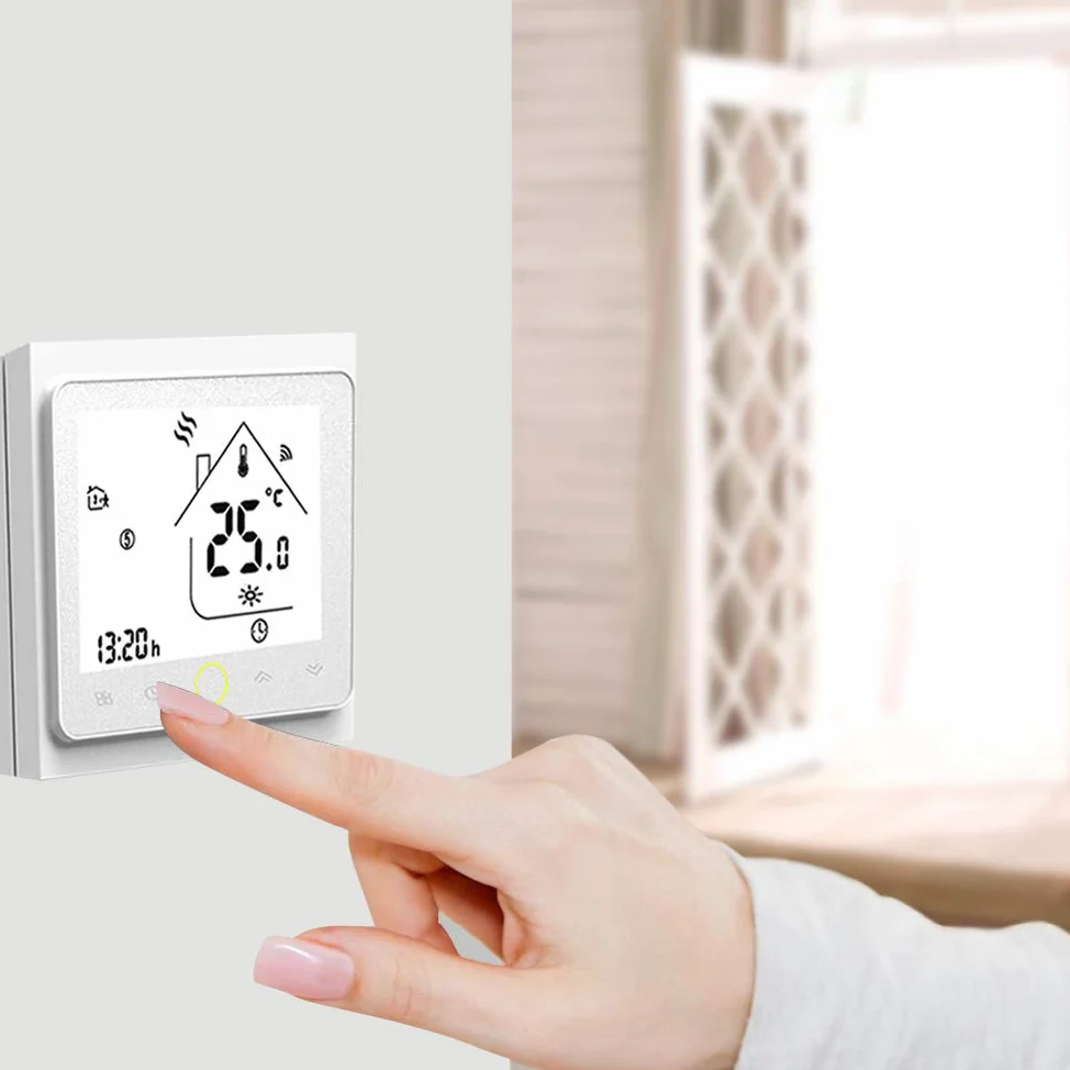 Termostato WiFi contatto secco caldaie gas acqua riscaldamento 5A | Controlador programable 95-240V con contacto seco compatible Alexa & Google Home