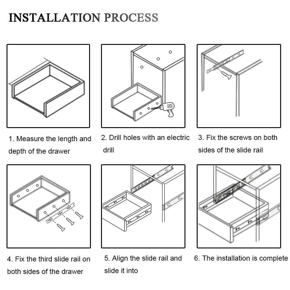 Guide con Cuscinetti a Sfera, Guide per cassetti per impieghi gravosi ad Estrazione Totale, Guide per cassetti per armadi da Cucina in Metallo, Facili da installare