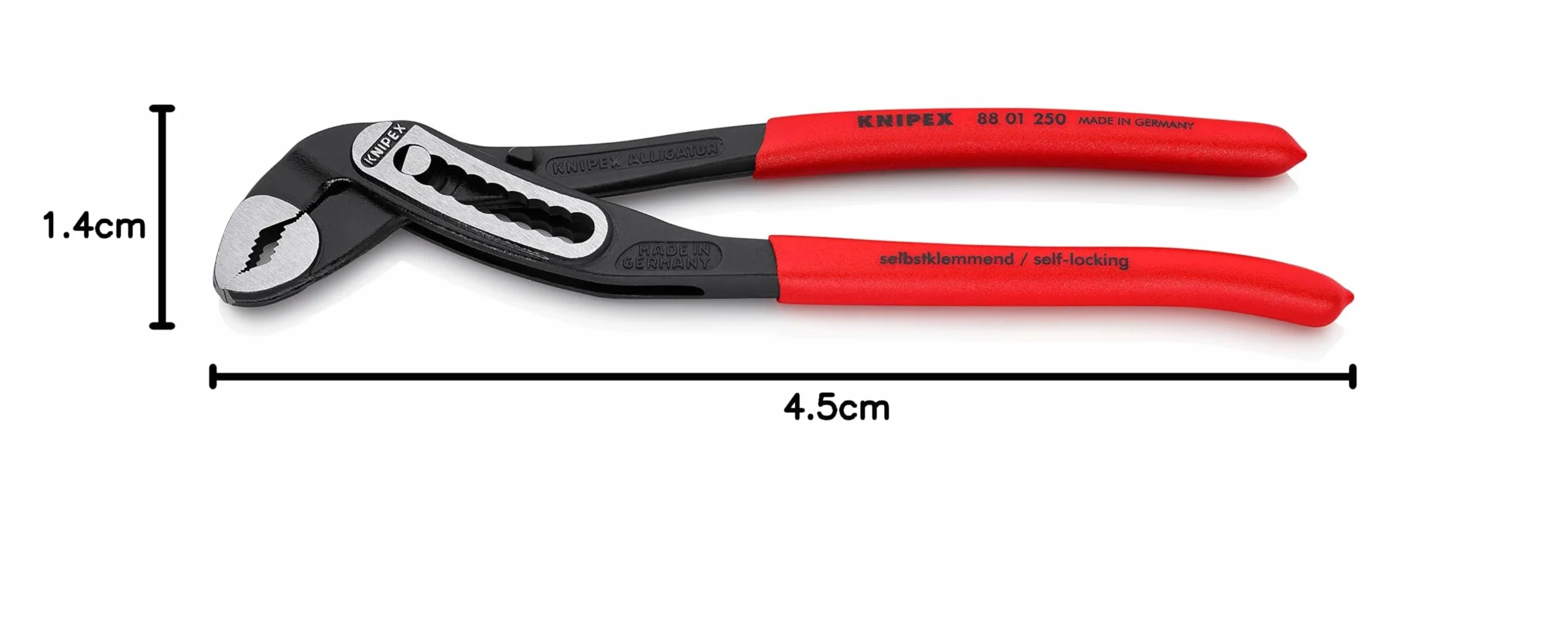 KNIPEX Alligator Pinza regolabile per tubi e dadi Rivestiti in resina sintetica antiscivolo 250 mm, 88 01 250