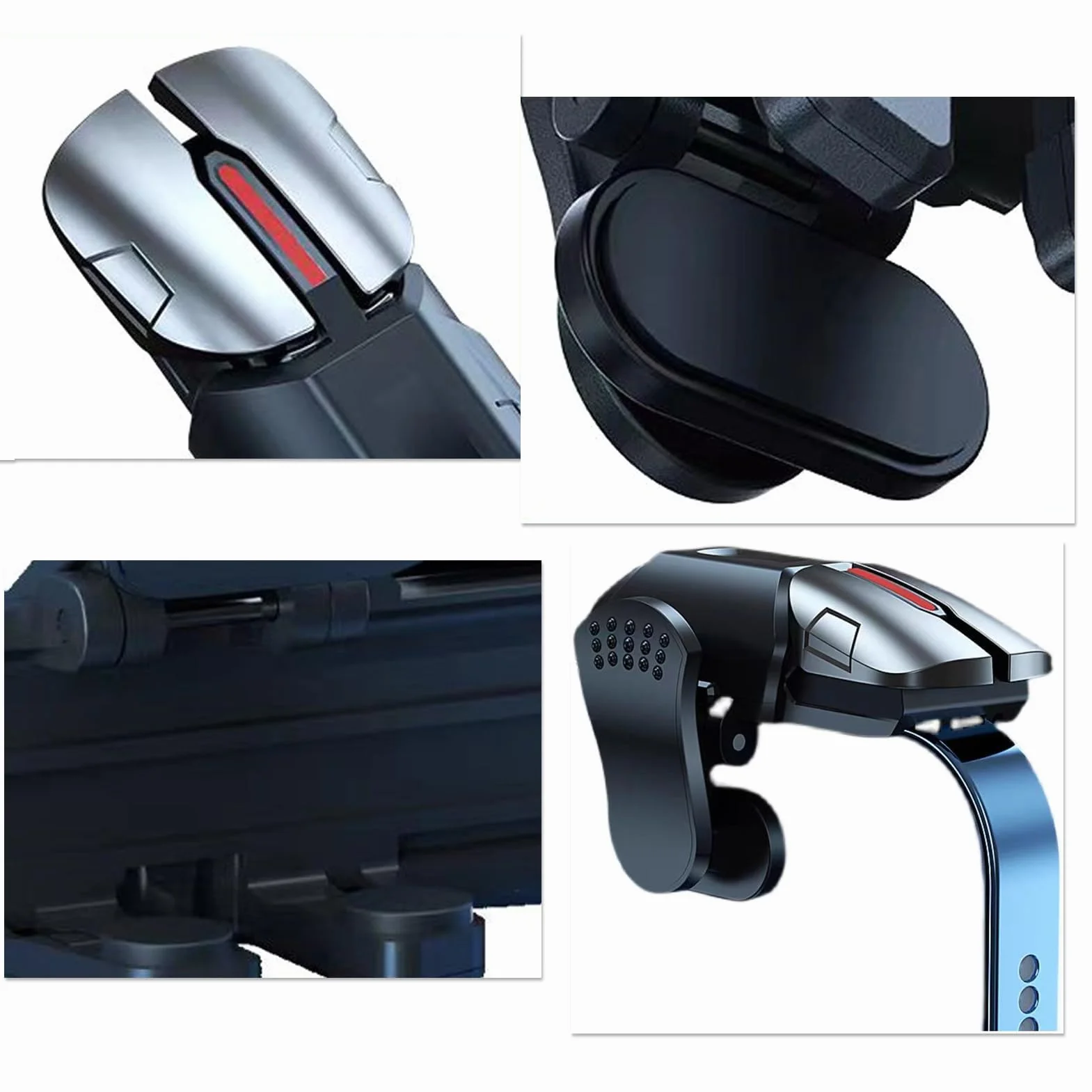 PUBG Triggers 6 Dita Joystick Controller 6 Dita Joystick Android e iPhone, Sensibilità Alta, Protezione Schermo - Compatibile con PUBG Mobile, Fortnite, Call of Duty - Nero