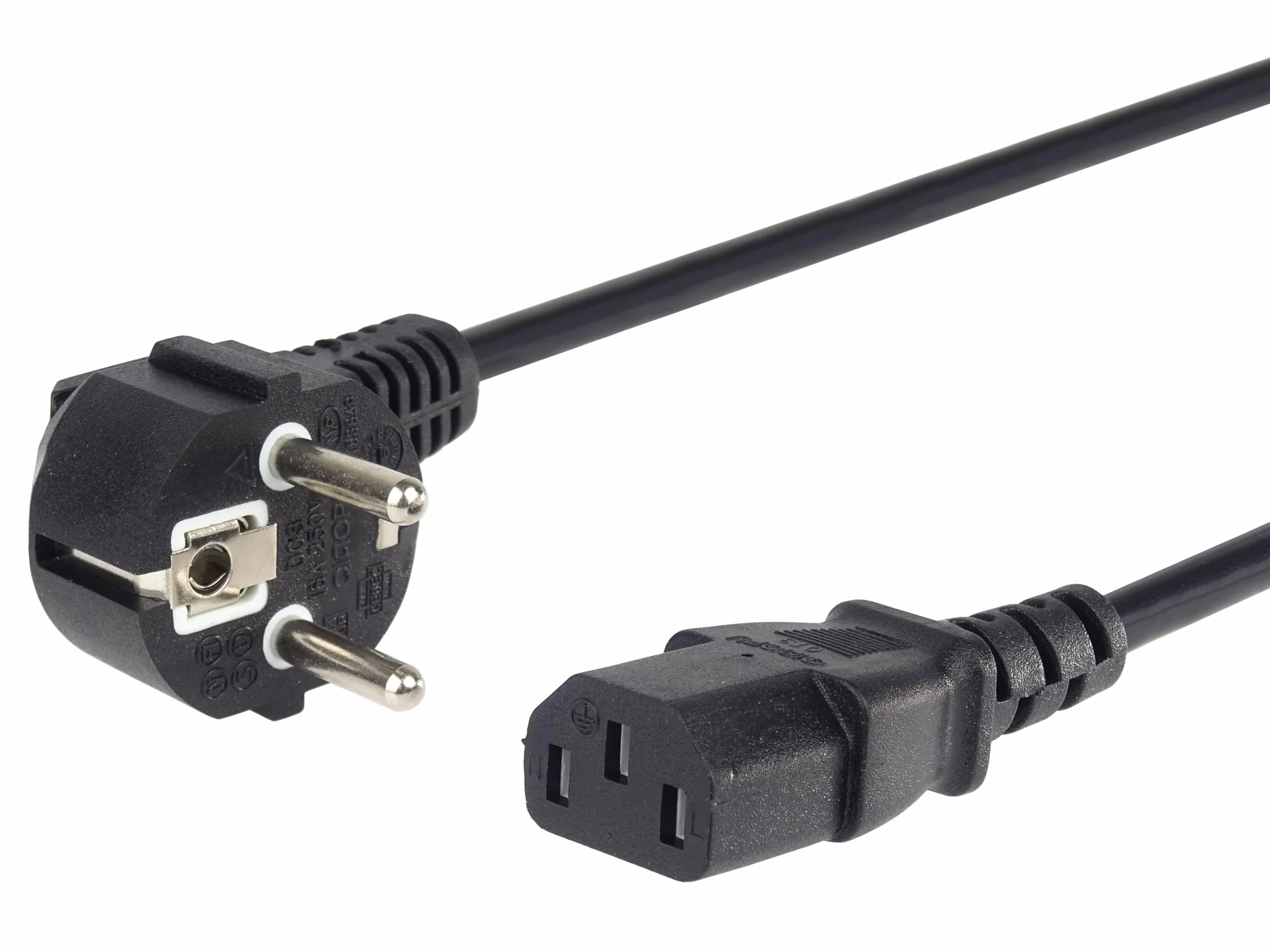 PremiumCord Cavo Di Alimentazione 230 V 1 m Con Contatto Di Messa a Terra Angolato Su Presa C13, IEC 320, Cavo Di Alimentazione PC a 3 Pin, Colore Nero