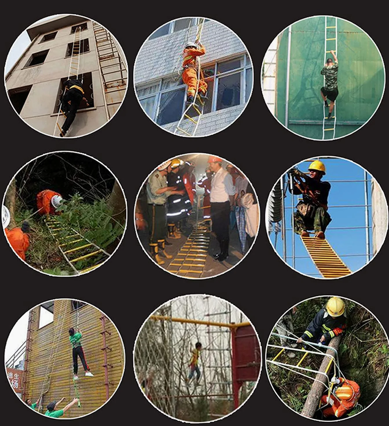 Generico Scala di Corda di Emergenza antincendio, 25 m/82 Piedi, Scala di Sicurezza per evacuazione Rapida, Resistente e Portatile, Ideale per l'uso in casa e in Appartamento.