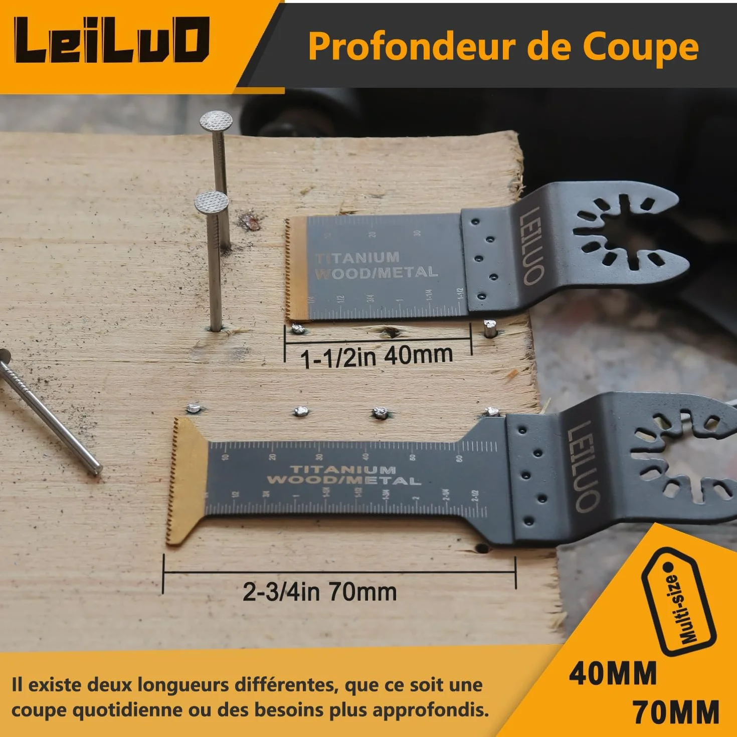 Kit lame multiutensile in titanio LEILUO 15 pezzi Lame oscillanti per chiodi Legno Confezionato in custodia Adatto a Dewalt Makita Ryobi Milwaukee e altro