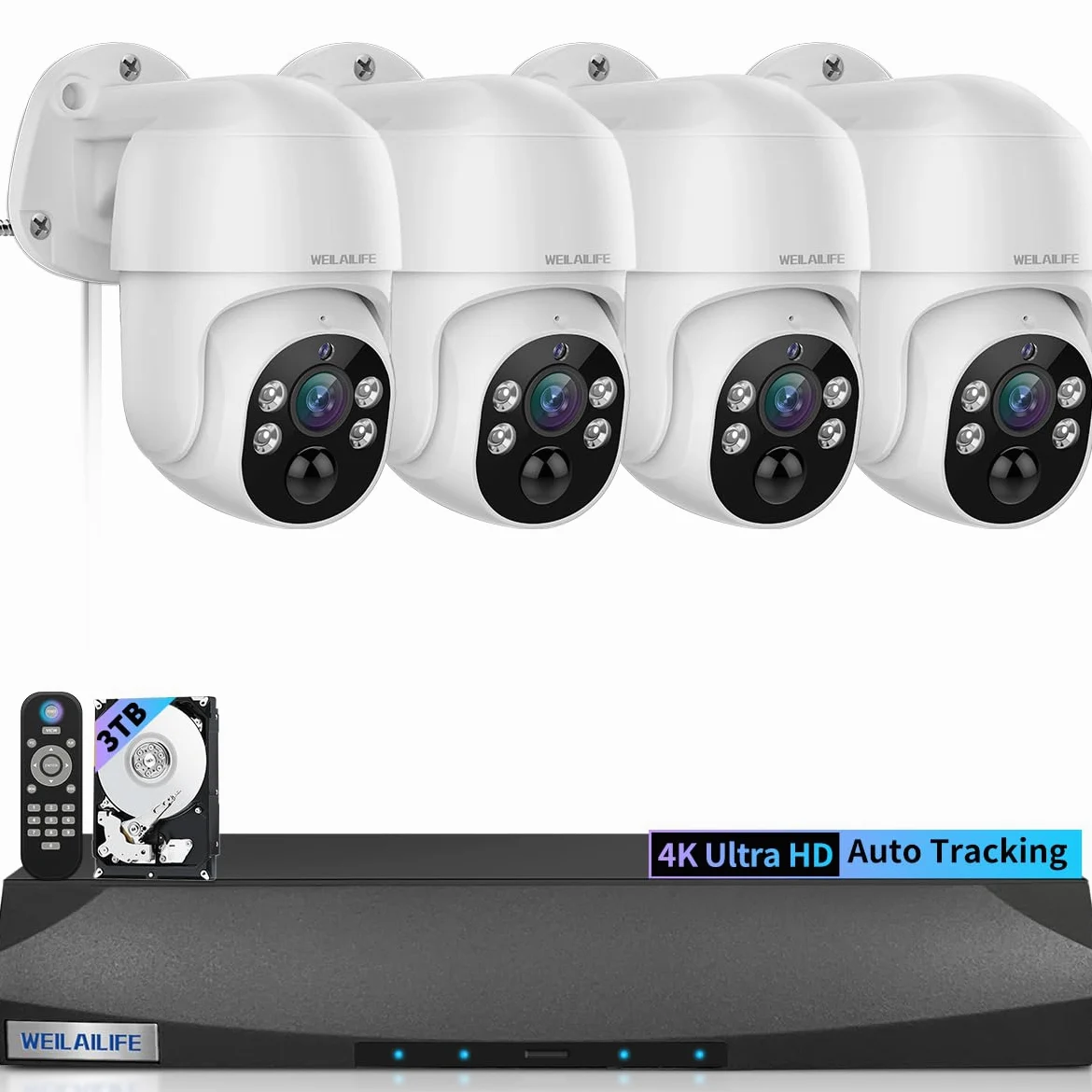 【90 giorni di archiviazione】 Sistema di telecamere di sicurezza cablate, telecamere di sicurezza POE per esterni, sistema di telecamere IP, kit DVR per videosorveglianza domestica