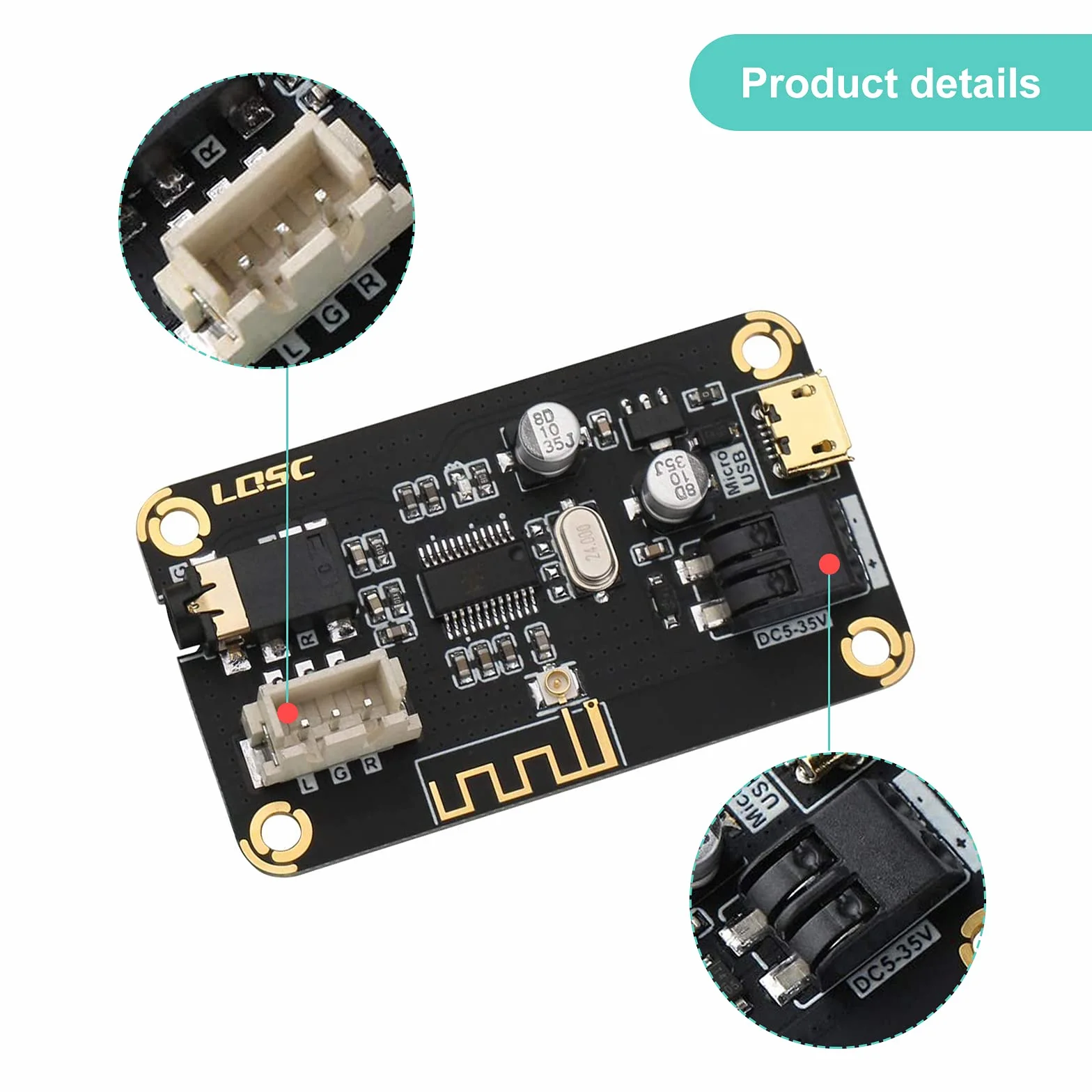 RUZHI Modulo Bluetooth Scheda Audio Stereo MP3 DC 5-35V Portatile Decodificatore Elettronico Senza Fili Chip Cuffie Stereo DIY