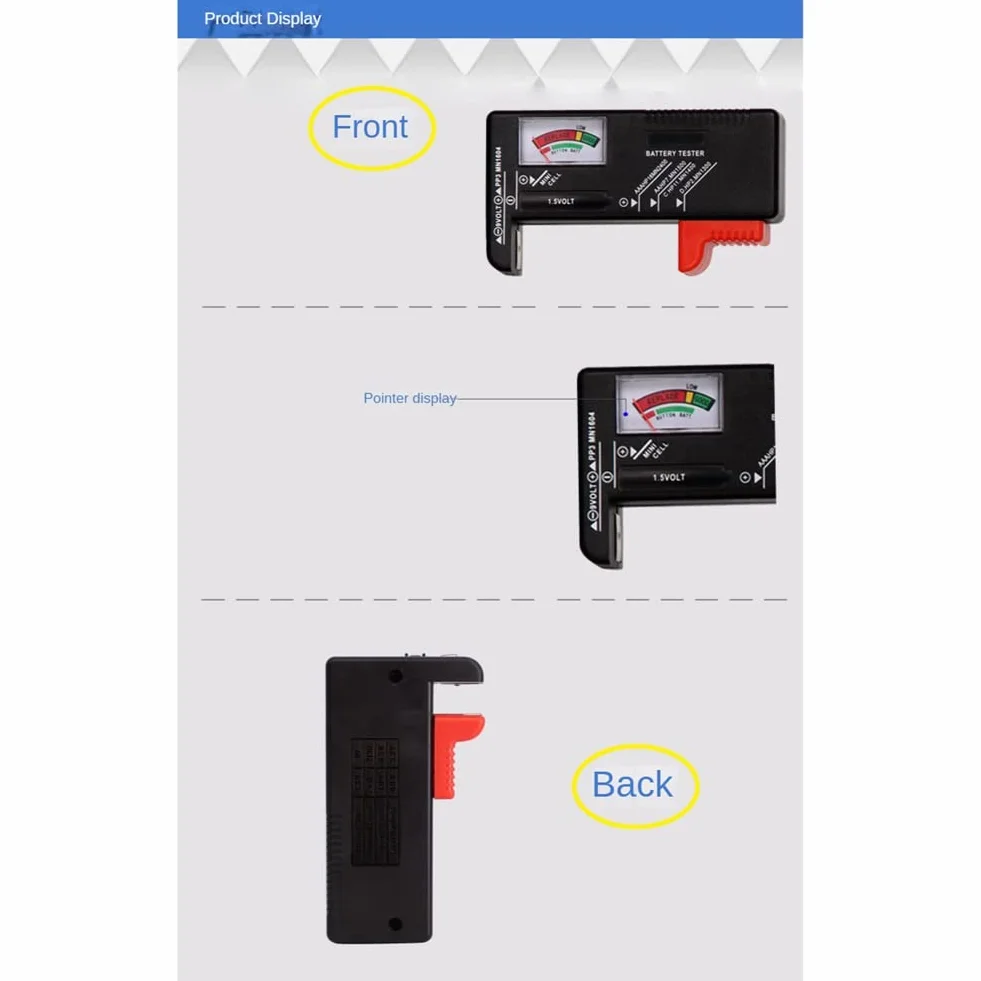 BT-168 AA/AAA/C/D/9V/1,5 V Batterie Batteria a bottone universale Misuratore codificato a colori Indicare Volt Tester Checker BT168
