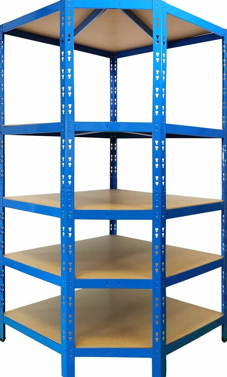 Karat Scaffale portaoggetti per carichi pesanti per Garage, Cantina, Atelier - Scaffale a griglia - Mensola angolare - Mensola per pneumatici (ripiano angolare blu, 180 x 90 x 42 x 60 cm)