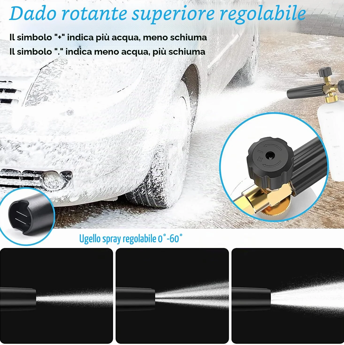 Stone Banks Pistola ad a Rondella ad Alta Pressione con 1L Regolabile Lancia Schiuma da Neve Ugello Schiuma Cannone, Pistola per Idropulitrice con Connettore M22 per Auto Pulizia di Windows