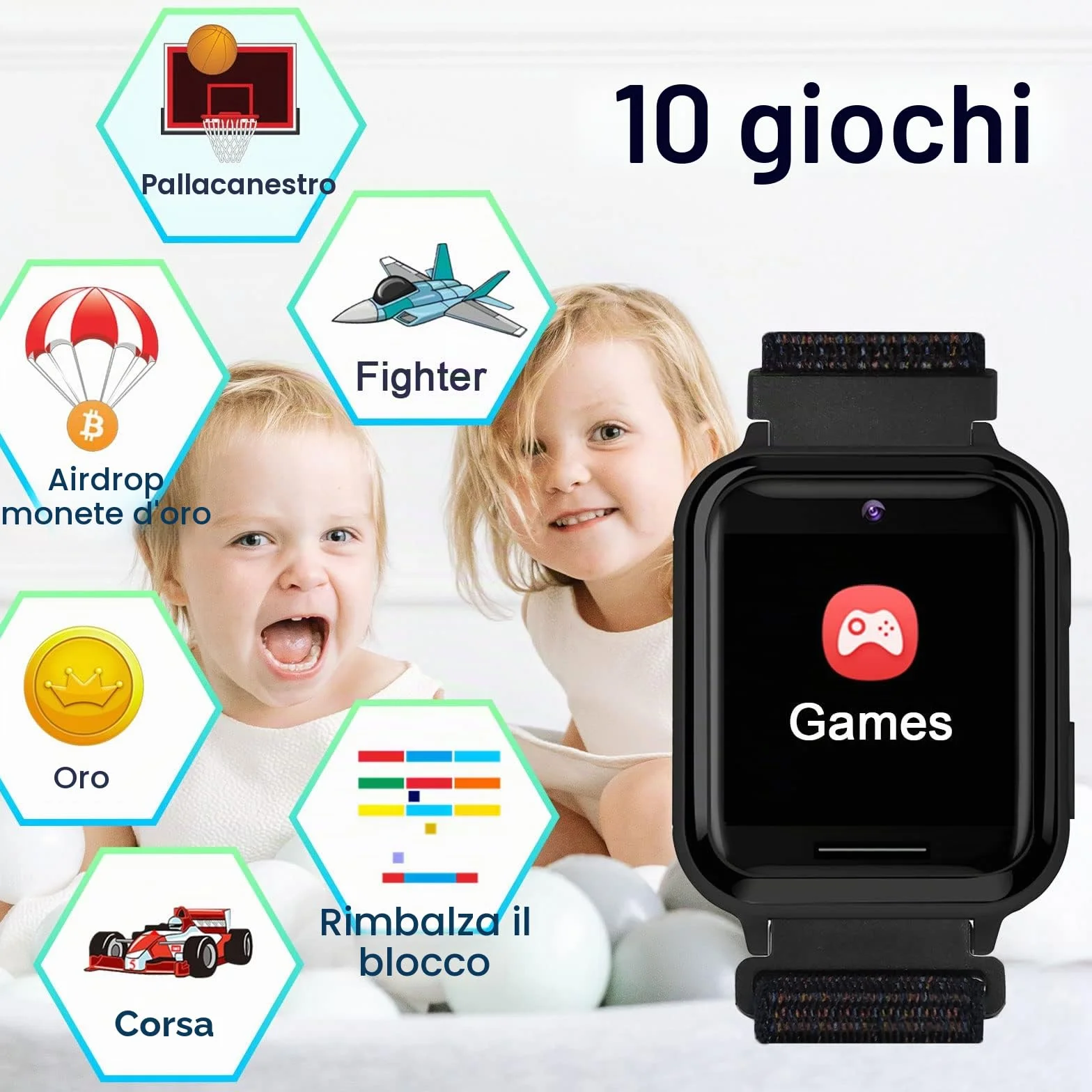 PTHTECHUS Smartwatch per Bambini, Telefono Smartwatch con Lettore Musicale per Ragazzi e Ragazze Giochi SOS Contapassi Touchscreen Fotocamera Orologio per Bambino 4-12 Anni Regalo