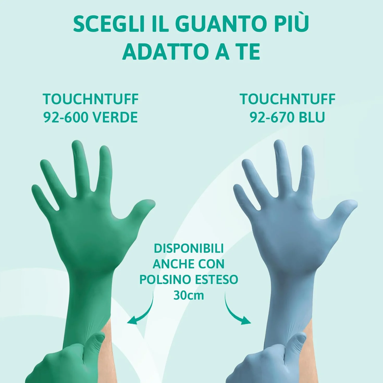 Ansell TouchNTuff 92-600 Guanti Monouso in Nitrile, Senza Polvere, Alta Resistenza Chimica, Verde, Taglia L (100 Pezzi)
