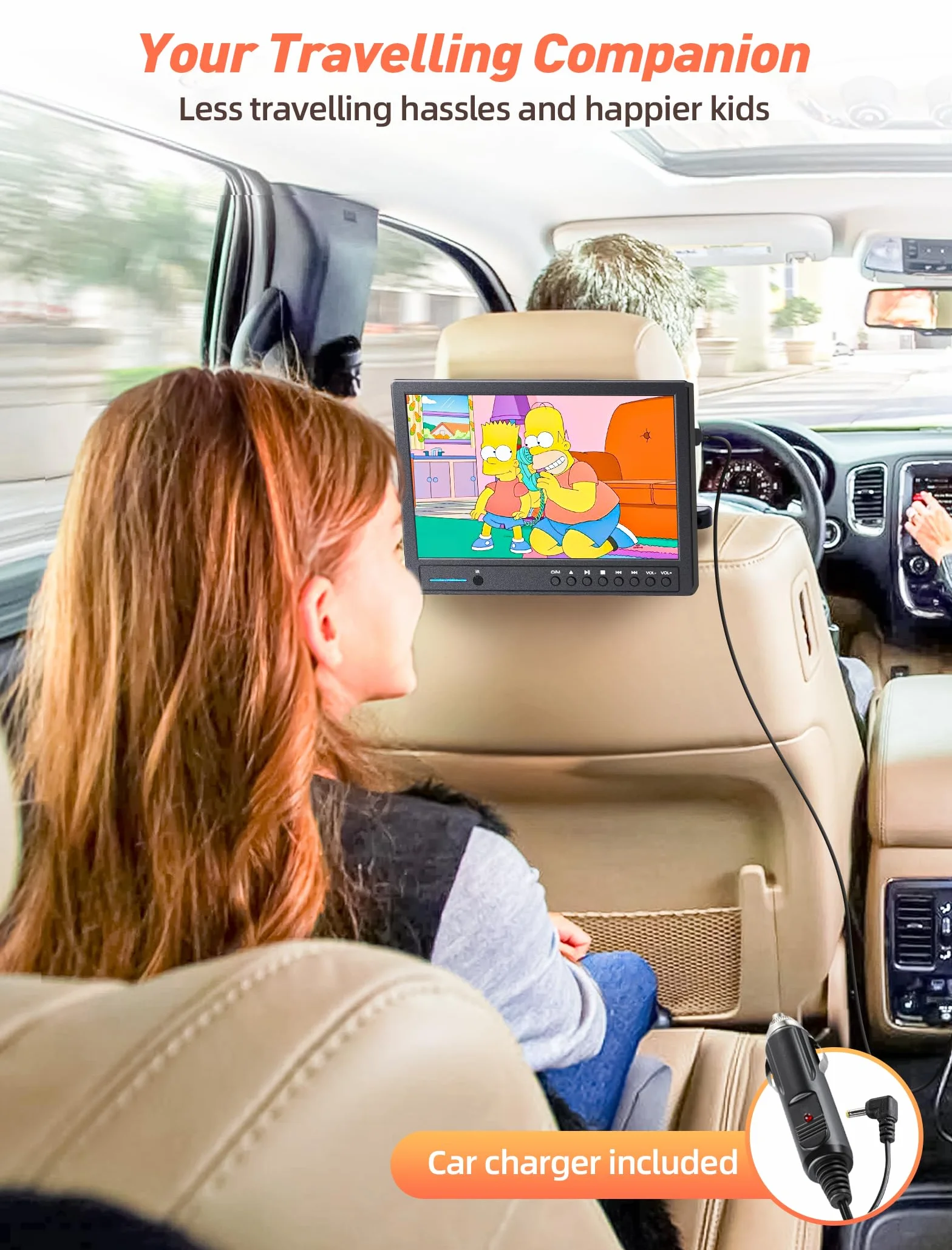 Arafuna Lettore DVD Portatileda 12,5" Dual Auto, TV per Auto Ingresso HDMI, AV-in e Out, Lettore di Schede USB/SD, Ultima Memoria