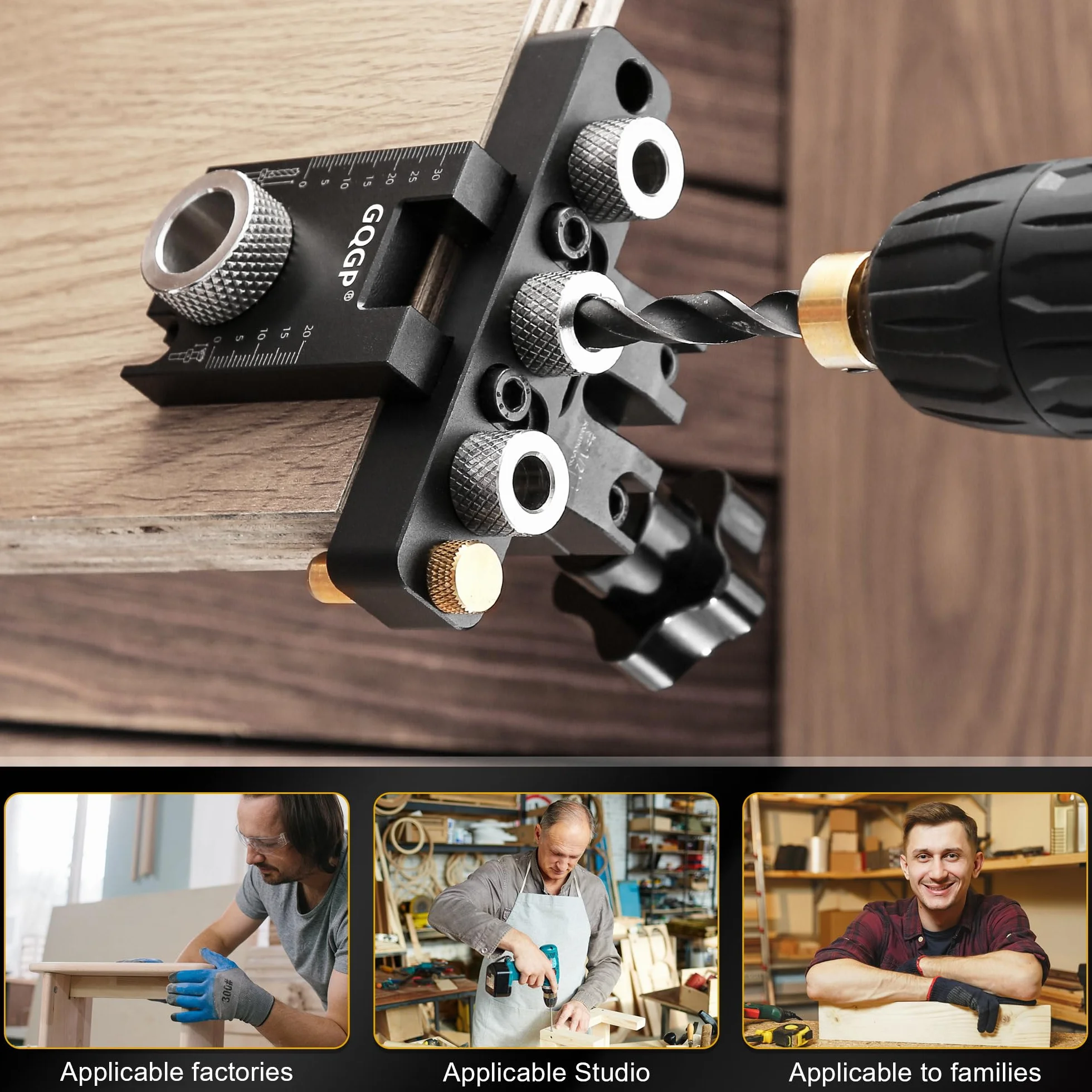3 in 1 Dima per Tasselli Legno, Set Maschere Fori Tascabili con 8/10/15mm Drill Bit