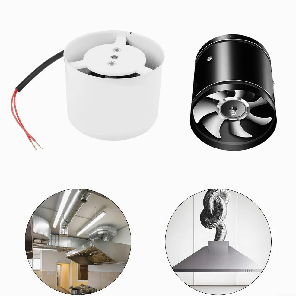 RANRAO Aspiratore in linea da 150 mm, estrattore in linea per condotto silenzioso, aspiratore per condotto di estrazione del fumo Ventilatore per tubo in linea da 600 m³/h per booster di riscaldamento