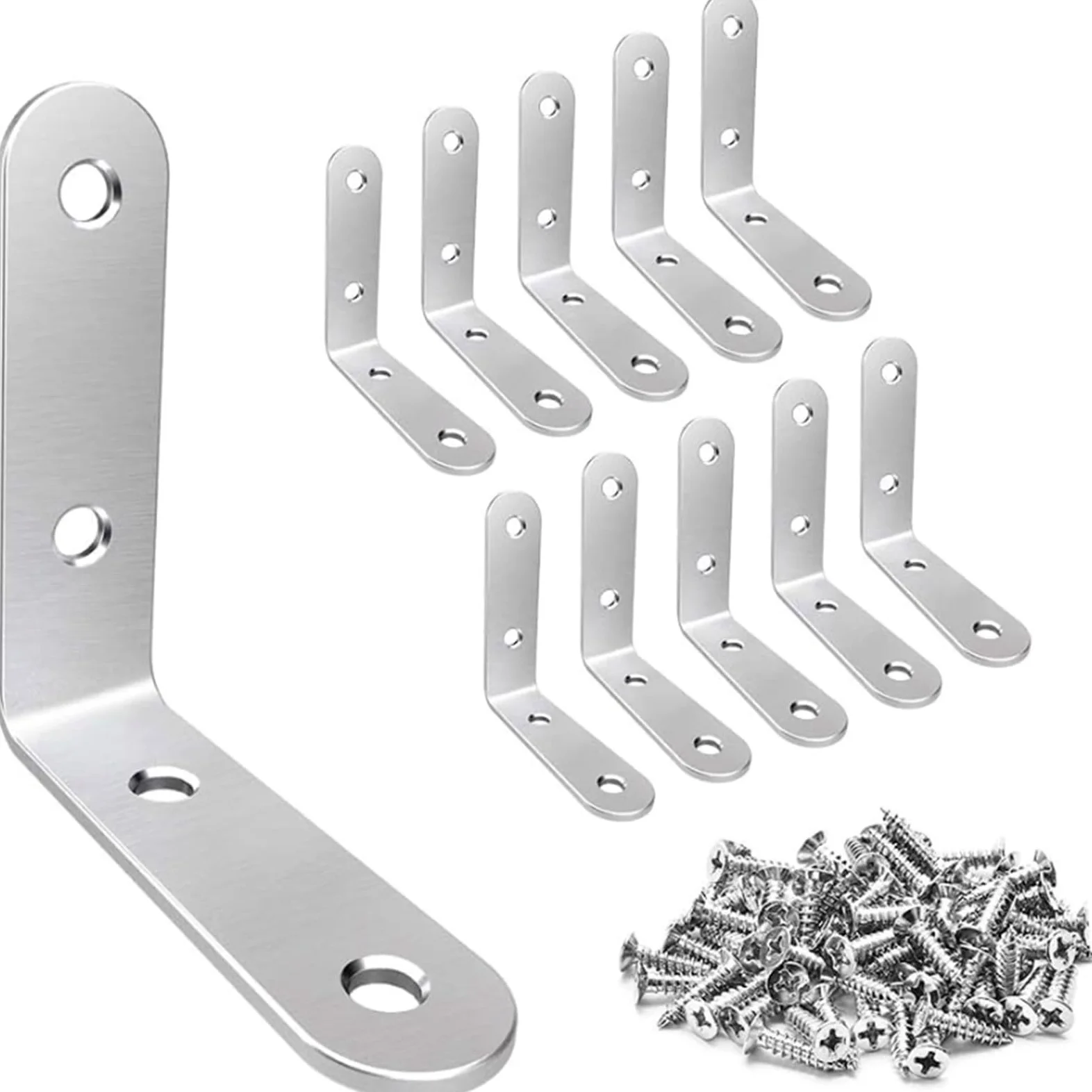 Staffe A L In Acciaio Inossidabile Da 10 Pezzi - Staffa Angolare Ad Angolo Retto for Scaffali, Mobili In Legno, Sedia, Cassetto Con Viti