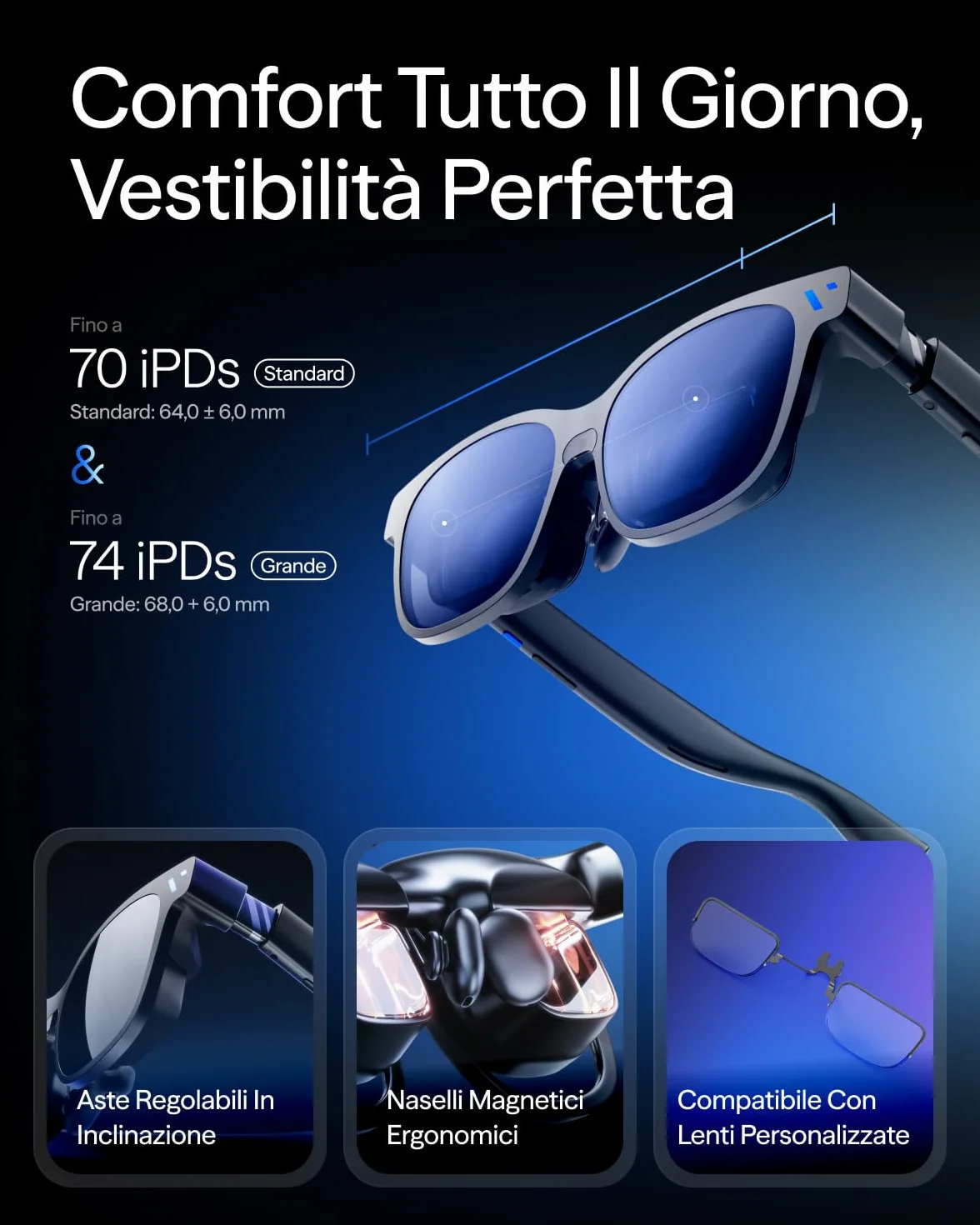 VITURE Beast Occhiali XR, 174” 1200p 58° FOV, VisionPair™ 3DoF Integrato, Oscuramento Dinamico, HARMAN Audio, Occhiali AR per iPhone/Android/Mac/PC/Switch 2 – I Più Grandi, Luminosi e Intelligenti