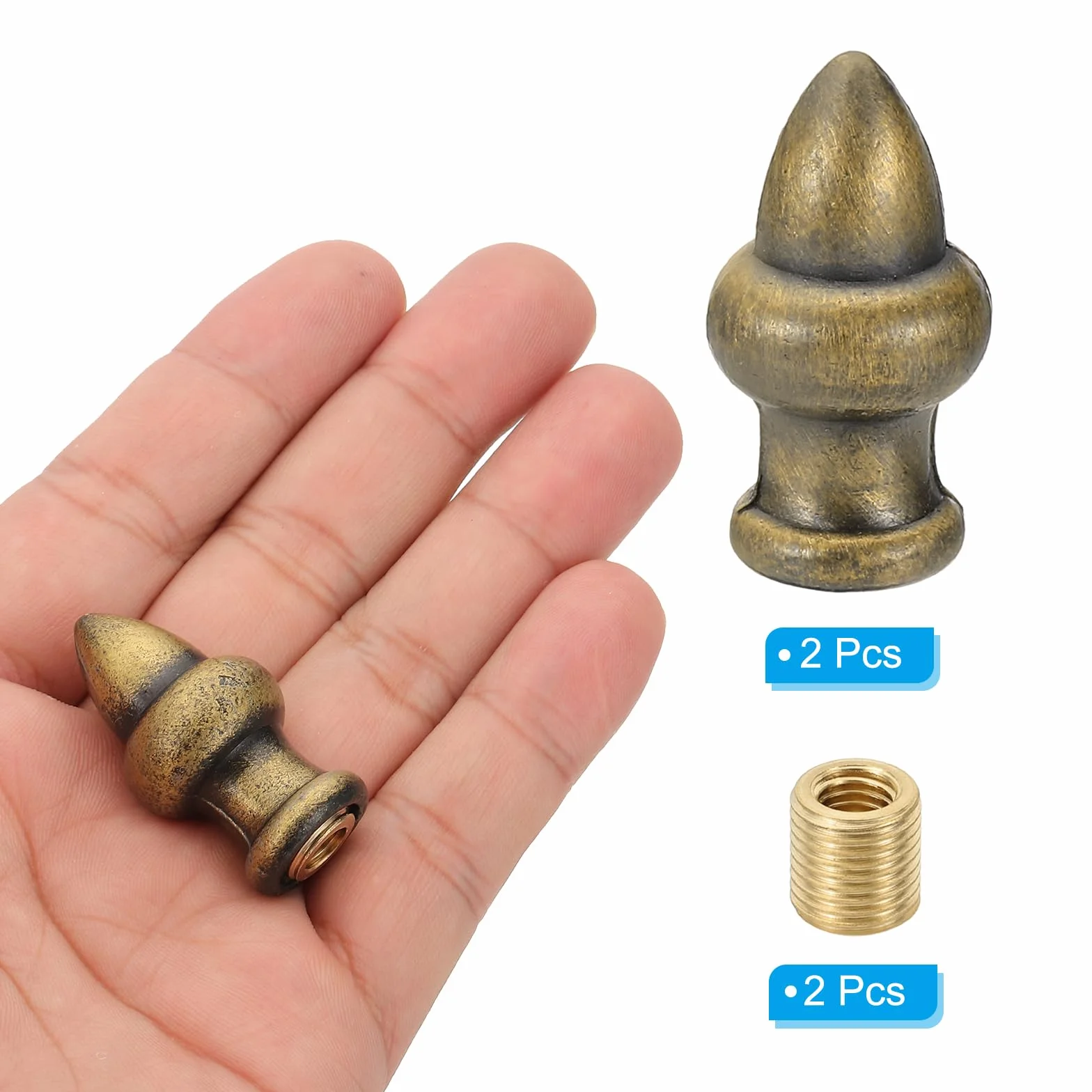 PATIKIL Pomelli Cappucci per Lampade 36 x 20mm Ottone Bronzo 2 Set Solidi a Vite