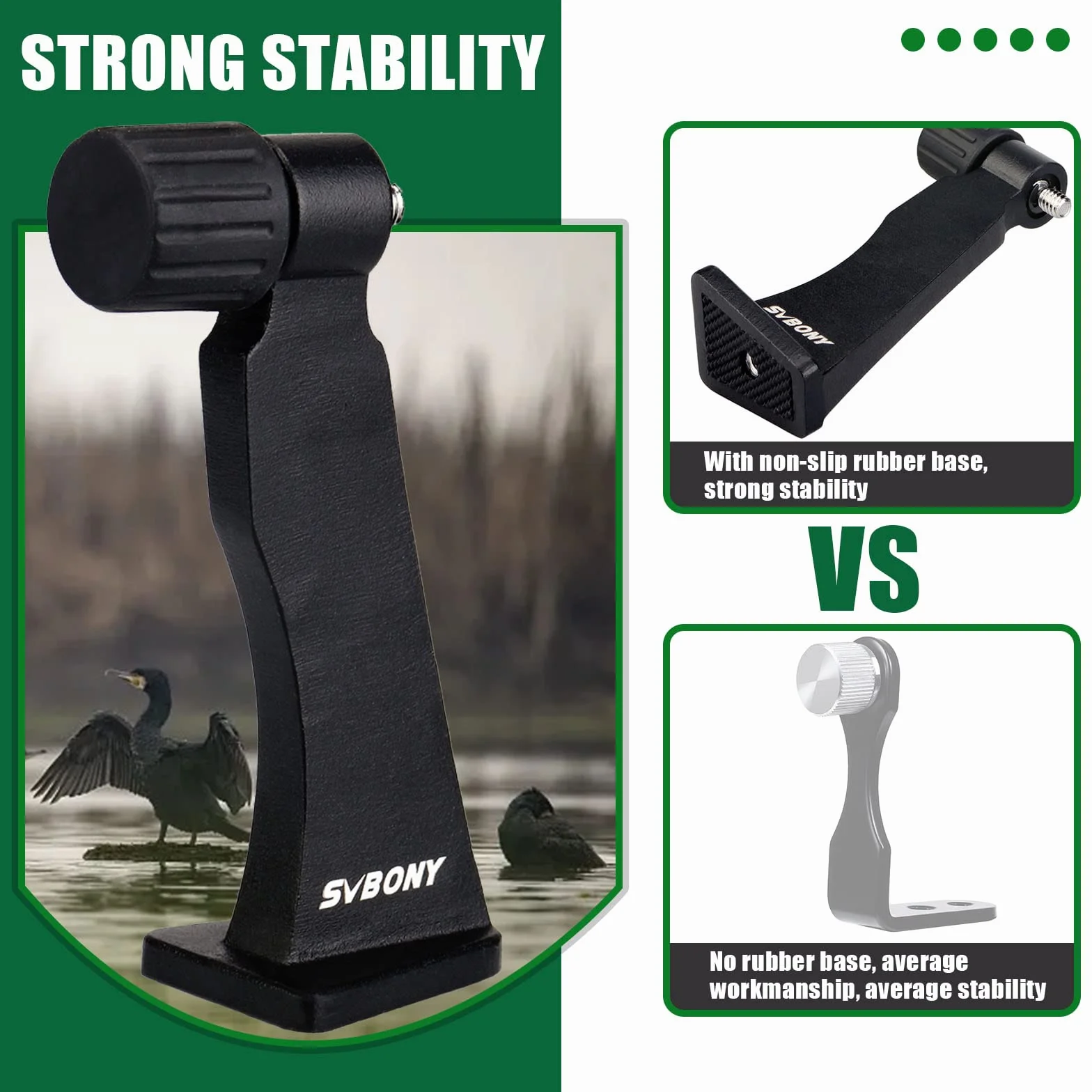 Svbony Adattatore Treppiede 1/4 inch Completamente in Metallo Binocolo Treppiede Adattatore per Bird Watching Osservazione della Fauna Selvatica (0.7cm)