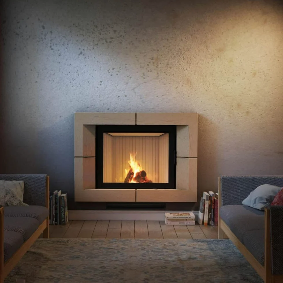 KRATKI Inserto per camino in acciaio a legna NADIA 13 kW Ø200 frontale A+ | Acciaio nero, efficienza 81%, classe A+. Ecodesign, BImSchV 2, Kratki PRO; per recupero calore.; combustione efficiente
