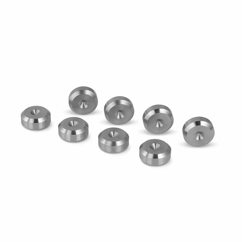 PrecisionGeek Cuscinetti per altoparlanti Ø 16 mm, forma smussata, in acciaio inox massiccio, ammortizzatori di vibrazioni per altoparlanti HiFi, subwoofer, armadi, supporti e soundbar, set da 8 pezzi
