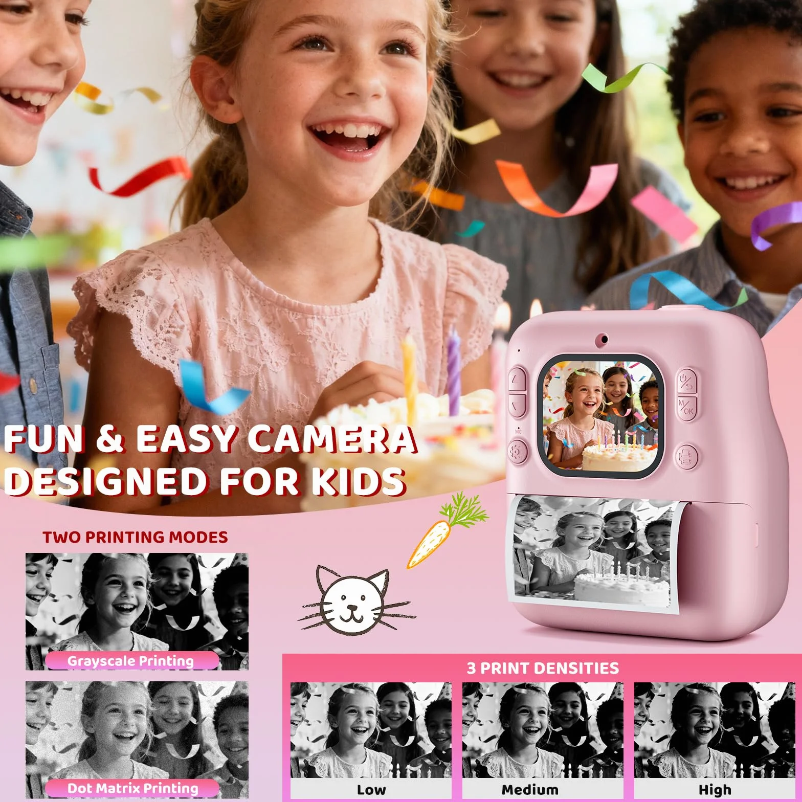 Macchina Fotografica Bambini Istantanea, 1080P Fotocamera Digitale Bambini con 32GB & Papier Photo, Regalo di Natale per Bambino e Bambina dai 3-12 Anni
