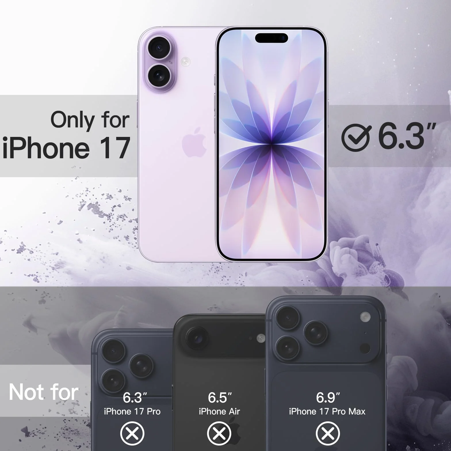 JETech Cover Magnetica per iPhone 17 6,3 Pollici Compatibile con MagSafe, Antiurto Paraurti Custodia, Solida Colore Opaco TPU Telaio, Anti-Graffio Retro Trasparente (Lavanda)
