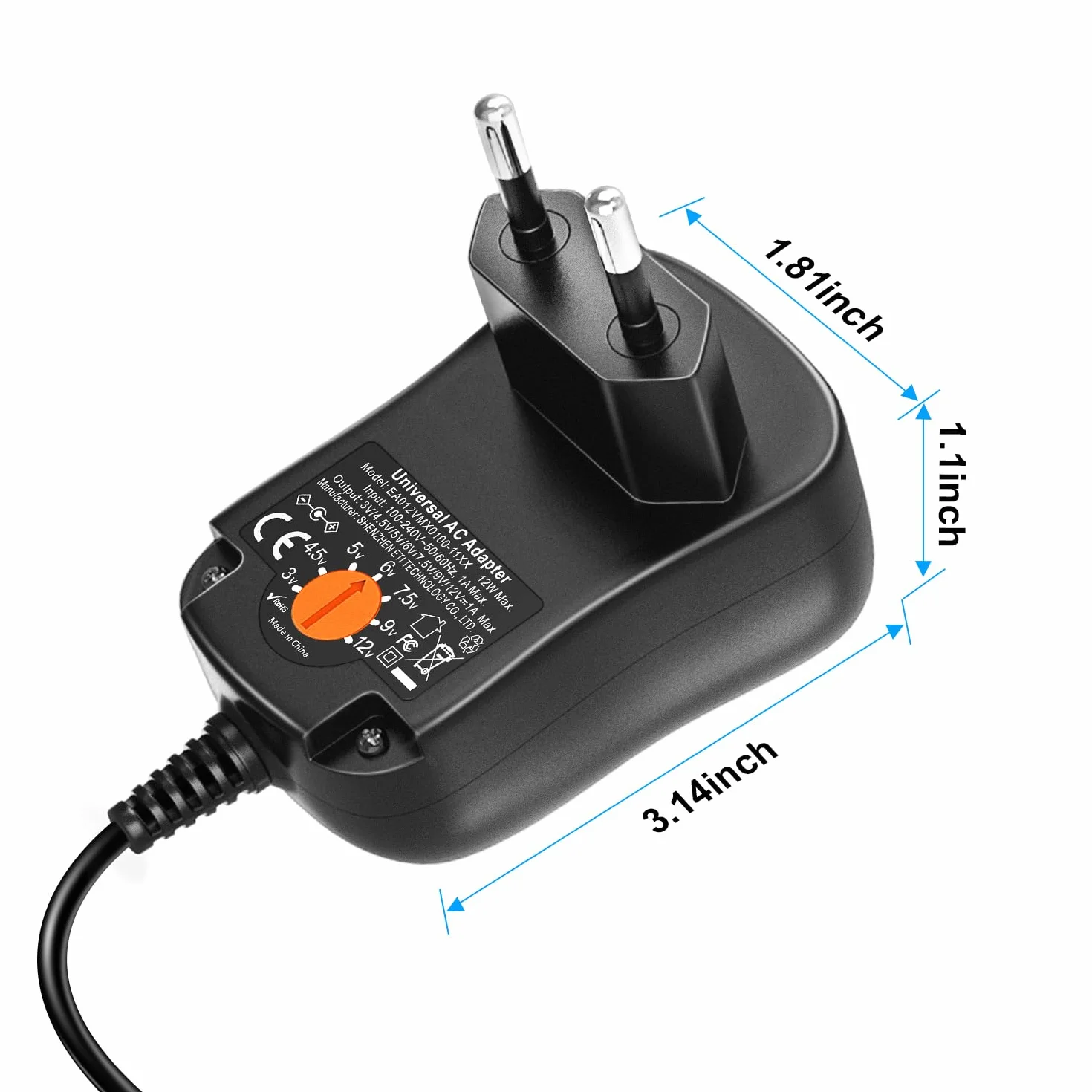 Outtag 12W Multi di tensioni caricatore universale adatto 3V 4.5V 5V 6V 7.5V 9V 12V 1A 1000mA per elettrodomestici LCD Wi-Fi Router Bluetooth altoparlante USB Caricabatterie Cellulari Smartphone