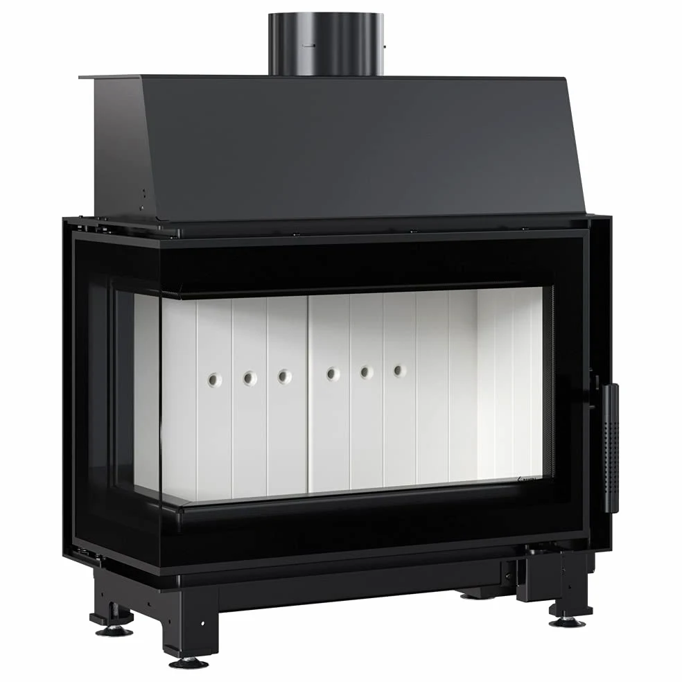 KRATKI Inserto per camino in acciaio a legna SIMPLE 6 kW Ø150 sinistro A | Acciaio nero, efficienza 80,6%, classe A. Ecodesign, BImSchV 2; per recupero calore.; combustione efficiente; basse emissioni
