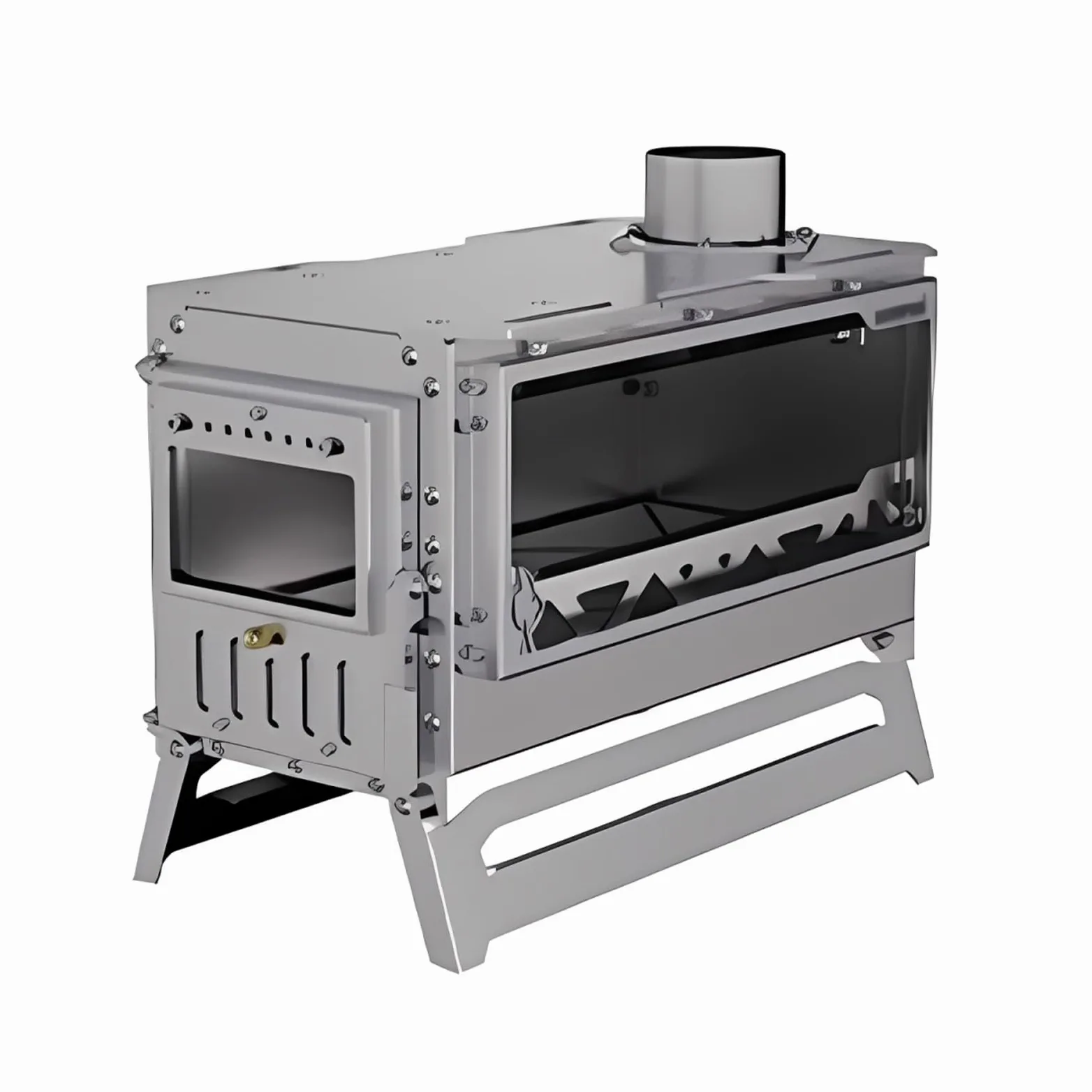 Stufa a Legna da Campeggio Acciaio Inossidabile 430 Finestra di Osservazione Bifacciale Cucine da Campeggio Tendas Presa D'aria Regolabile Adatto a Soggiorni e Terrazze(34 * 18 * 23.7cm)