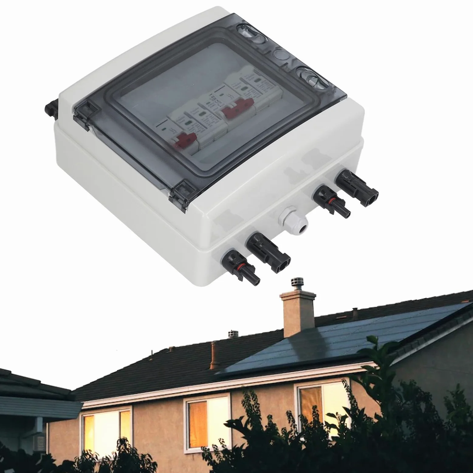 AMONIDA Interruttore Automatico Fotovoltaico, Interruttore di Isolamento CC Durevole 500 V 32 A, Offre Protezione da Sovratensione per Sistemi di Energia Solare, Materiale PC Ignifugo