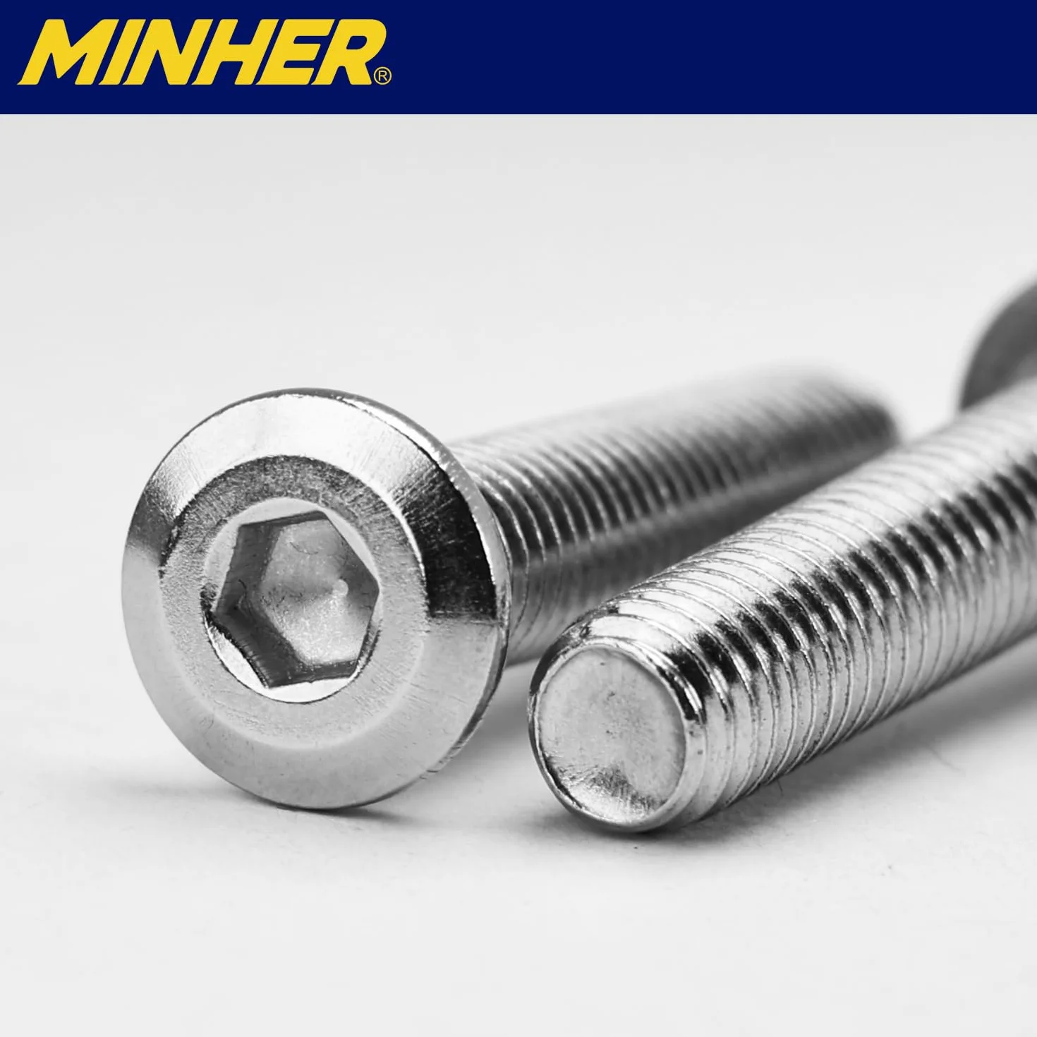MINHER M4 x 8mm 10Pcs Viti Bulloni Testa Piatta Esagono Incassato Acciaio Inossidabile A2 V2A Filettatura Completa