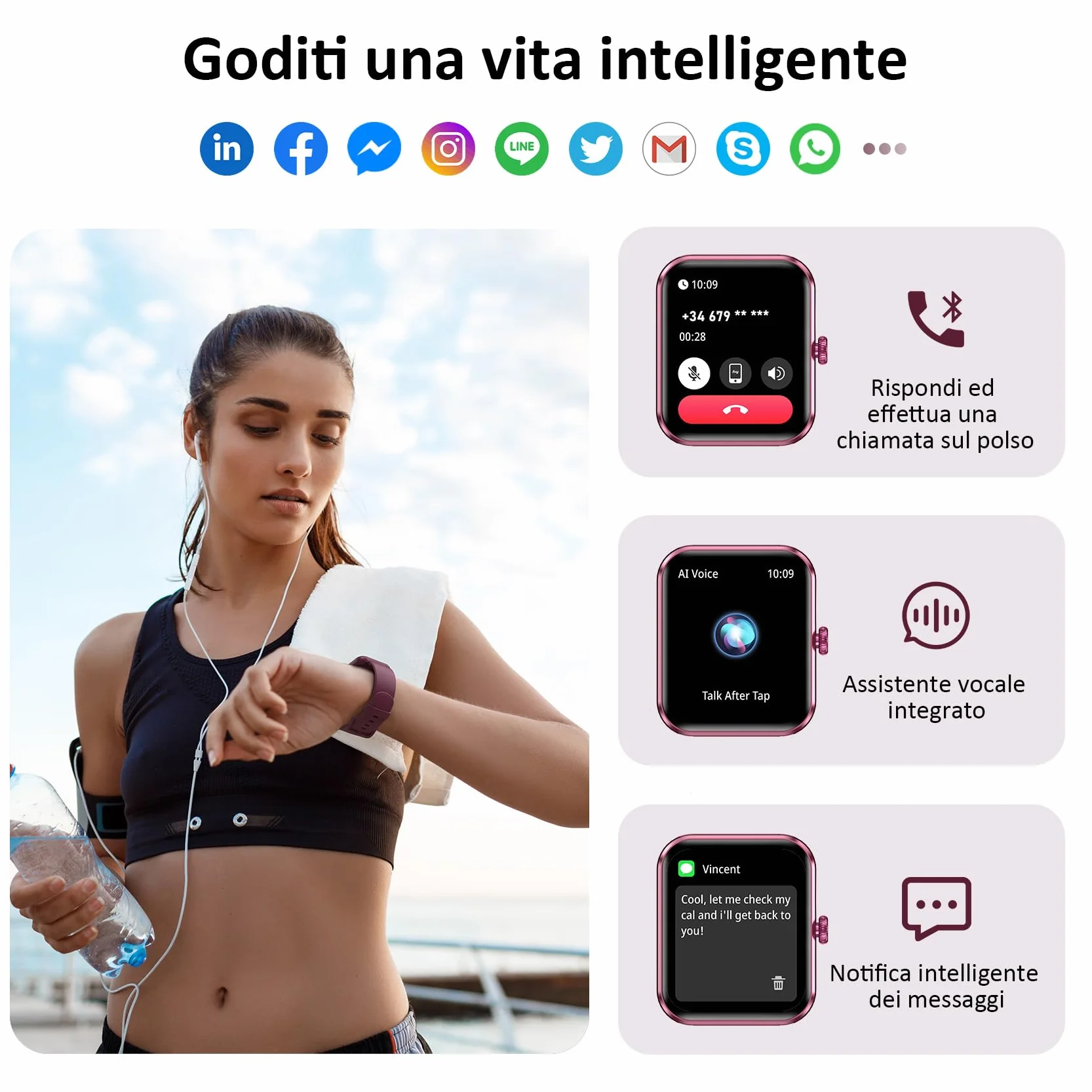 Blackview Smartwatch Uomo Donna, Effettua e Rispondi alle Chiamate,1,85'' Orologio Intelligente Fitness,Cardiofrequenzimetro, Monitoraggio del Sonno, Calcolatori per Android iOS