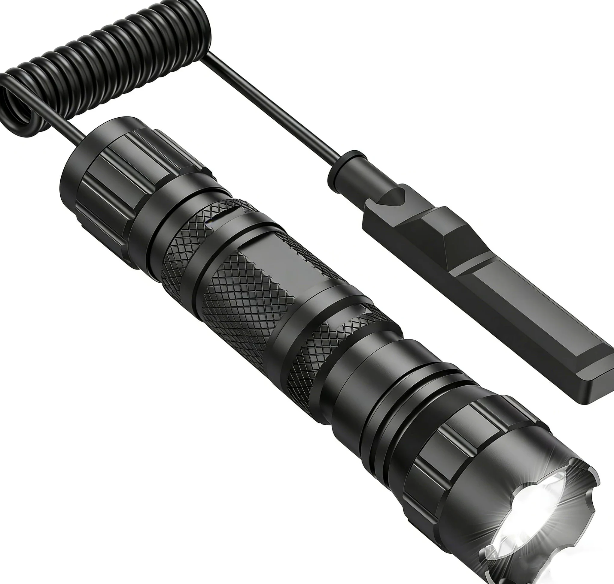 Torcia tattica ricaricabile, torcia LED professionale di qualità militare con alta luminosità, 5000 lumen, modalità zoom variabile, impermeabile e portatile con interruttore a pressione