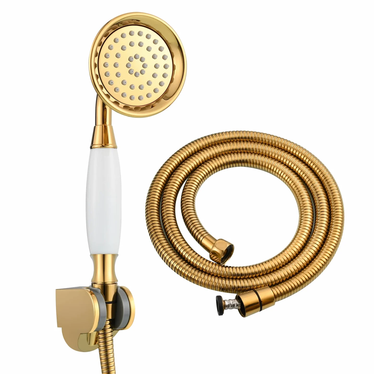 CIENCIA Set Telefoni Doccia in Ottone Soffione Doccia Oro Doccia a Mano Alta Pressione Soffione per Doccia con Tubo, BS126F