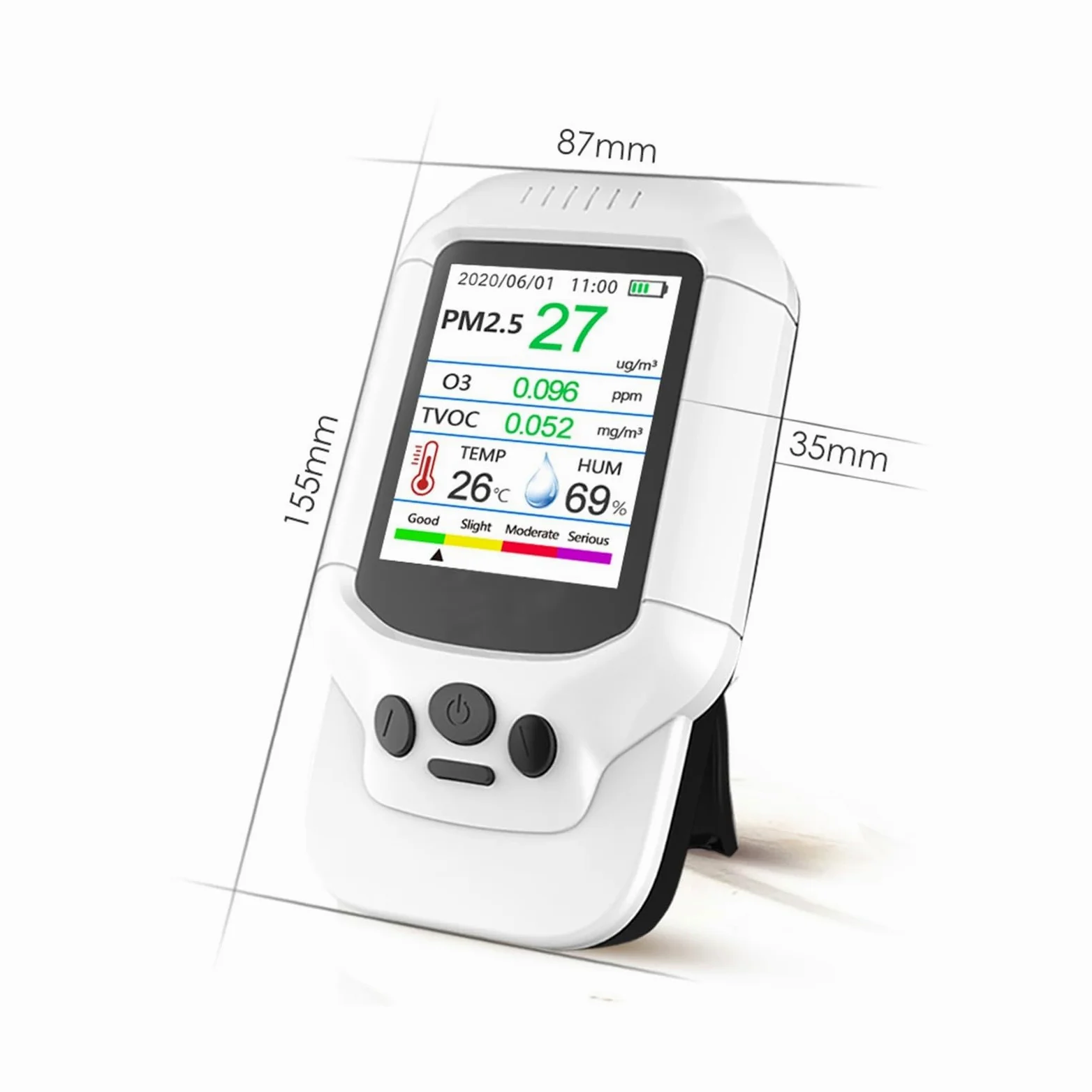 Misuratore di ozono portatile Rilevatore O3 0-5ppm Gamma Tester Monitor qualità 'aria TVOC Analizzatore PM2.5 Sensore gas Per cucina e camper