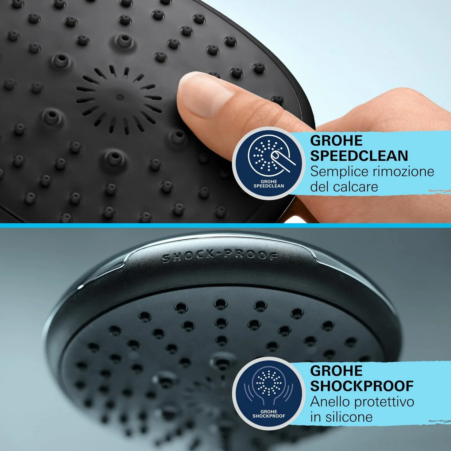 GROHE Vitalio Start 110 Manopola Doccino Doccia (2 getti, SmartSwitch, SpeedClean anticalcare, bordo in silicone antiurto), Cromo, 2794610E