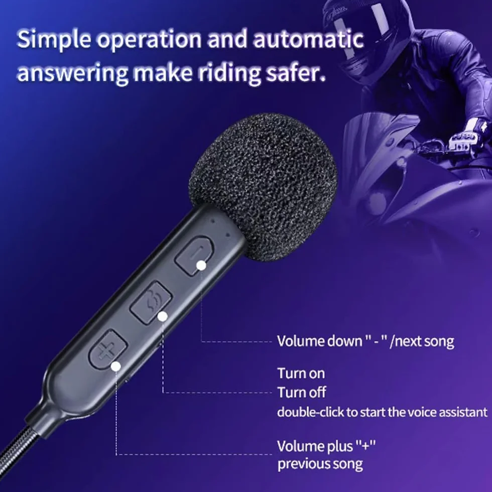 OBEST Auricolare Bluetooth 5.0 per Casco, Impermeabile Moto Bluetooth Cuffia, Controllo Musicale, Wireless Mani Libere Rumore Riduzione Auricolare per Ciclismo/Sci/Equitazione