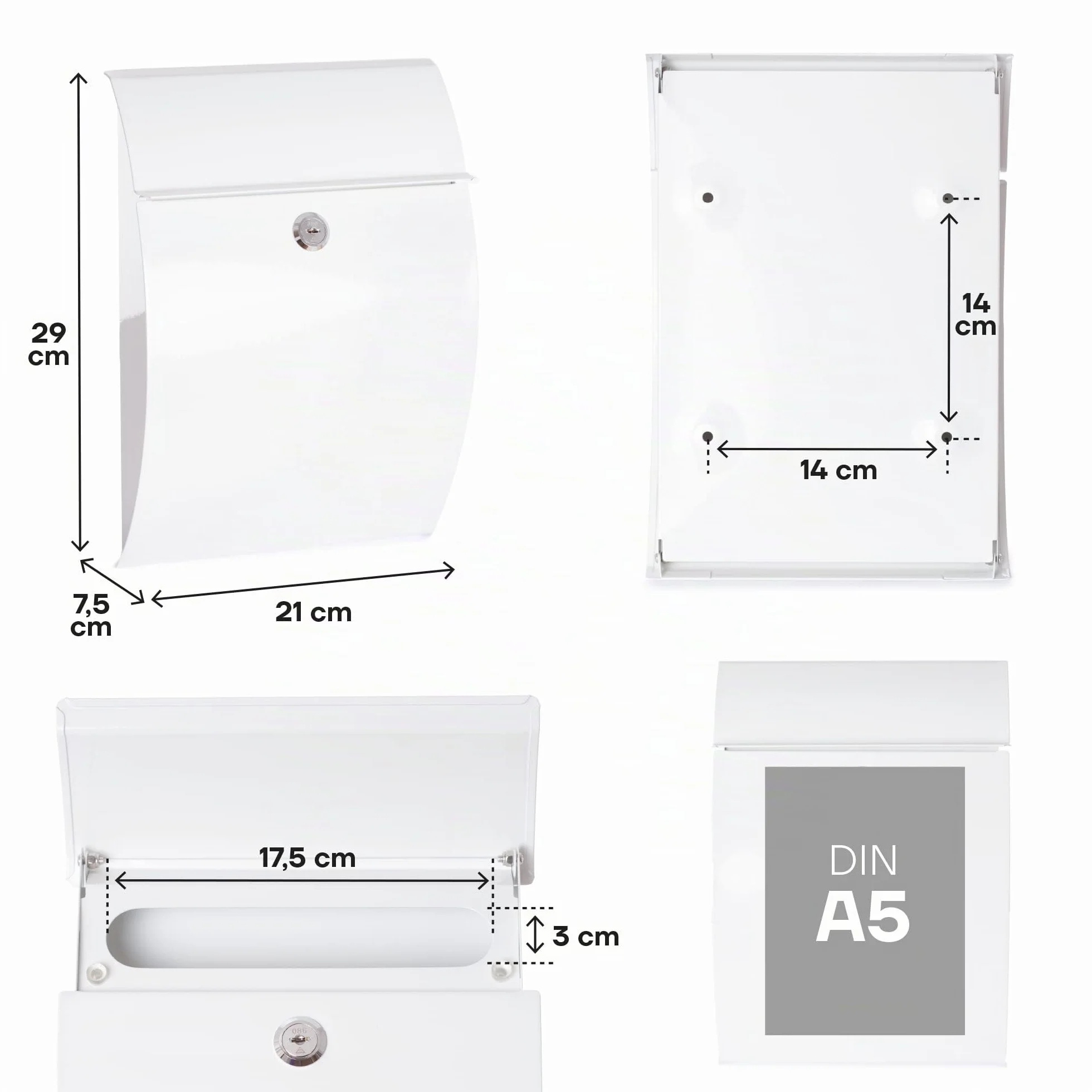 ARREGUI Galan E5961 Cassetta Postale Individuale Esterno Acciaio S DIN A5 Parete Bianco