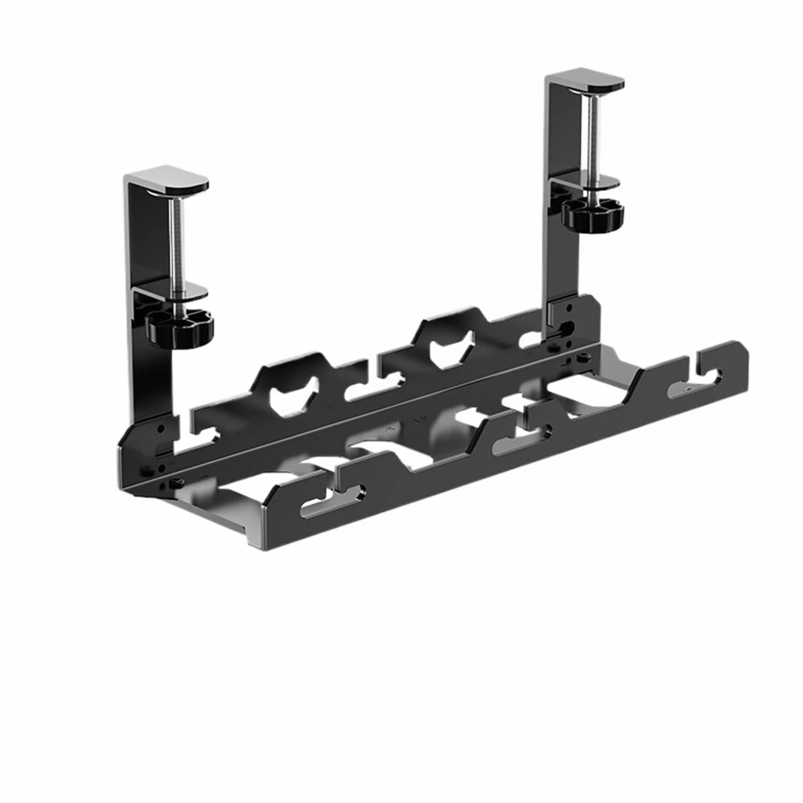 Vassoio for cavi sotto la scrivania in acciaio al carbonio | Nero Bianco 40-74 cm Ufficio sotto la scrivania: gestione dei cavi senza perforazione(Black Fixed)