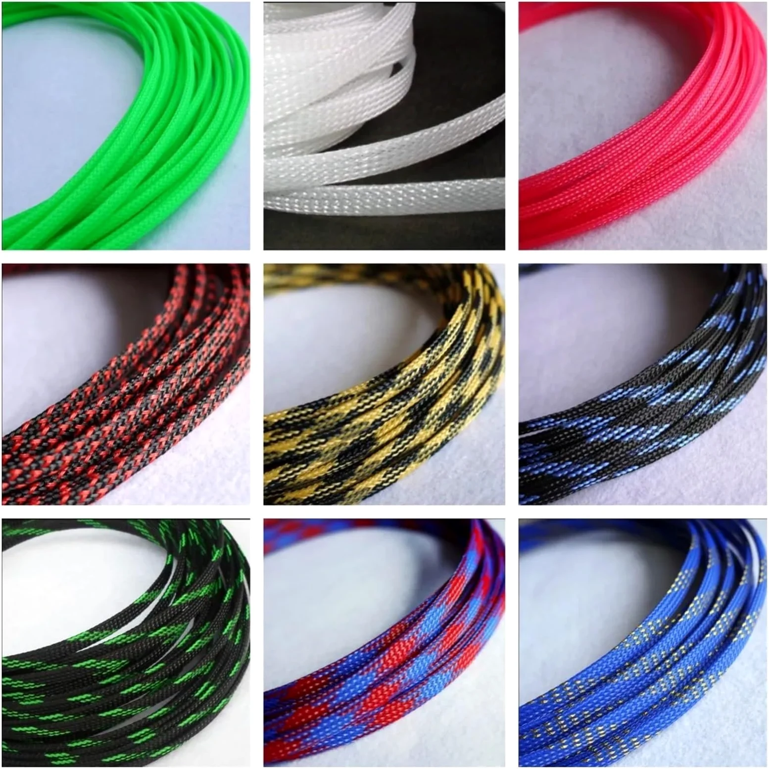 Guaina Cavi 3.0MM 4MM 6MM 8MM 10MM 12MM 16MM Maniche piatte intrecciate espandibili for cavi in ​​pelle di serpente(Blue Golden,16MM,10 Meters)
