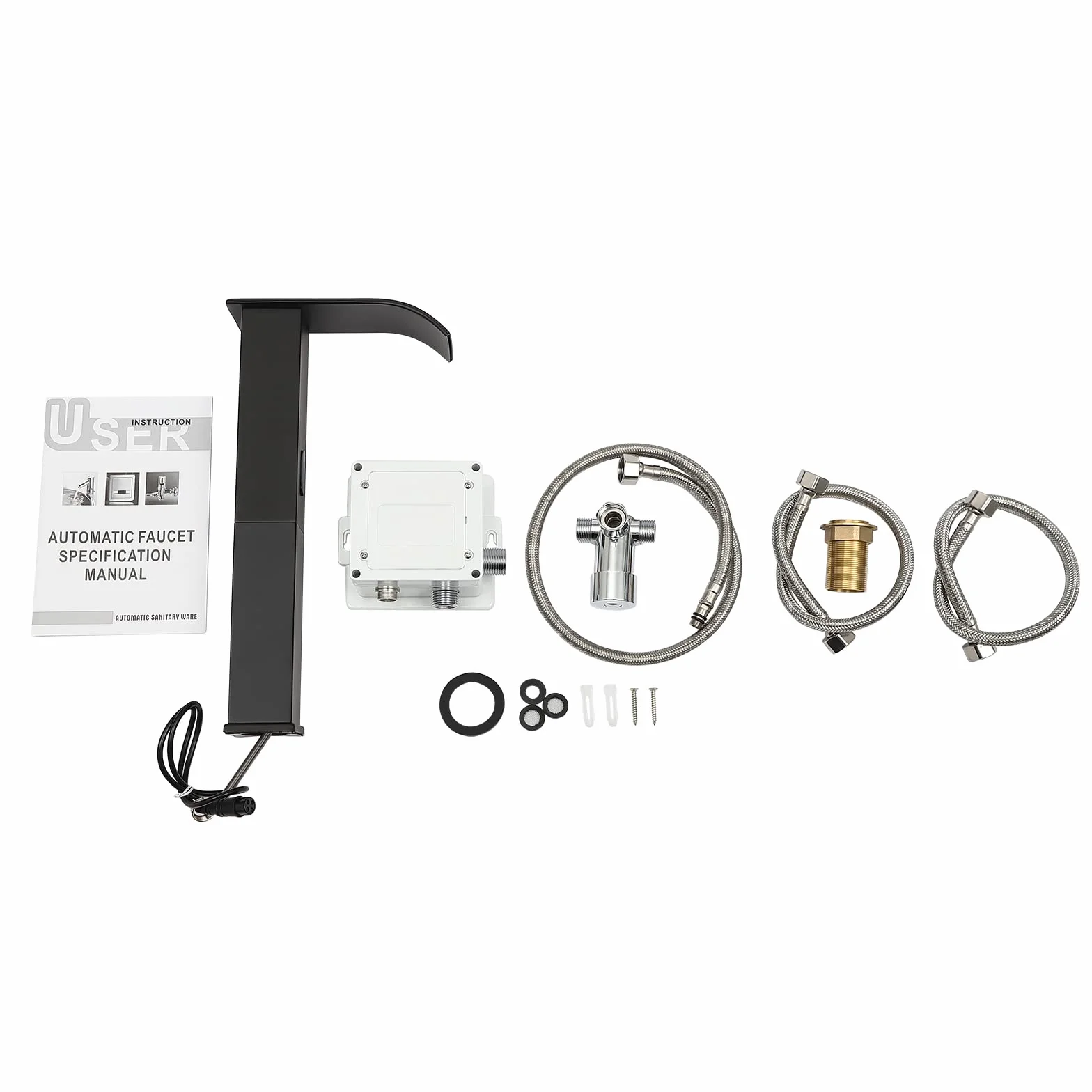 Rubinetto Lavabo Sensore Infrarossi Senza Contatto Nero NPT1/2"