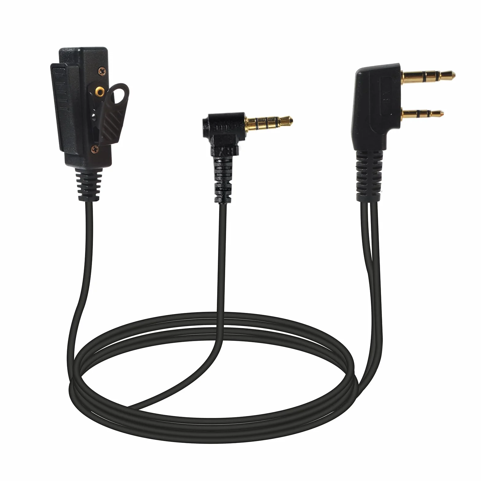 Cavo Audio Universale da 2 Pin a 3.5 mm 90° con PTT, Compatibile con Baofeng UV-5R 777 888S Kenwood TH-22AT TK-3100 Quansheng K5 TK-11 e Cuffie con Microfono a Ingresso 3.5 mm