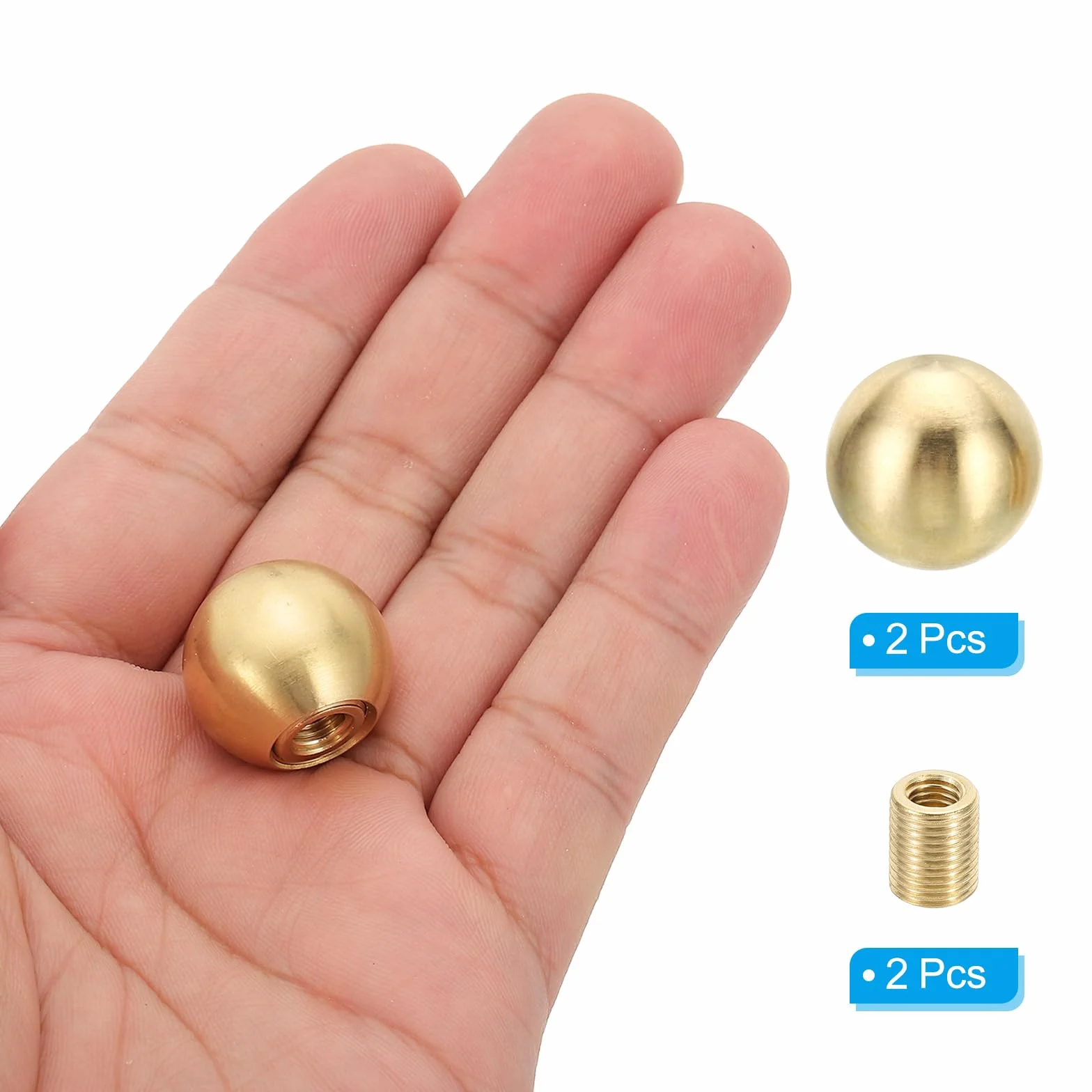 PATIKIL 20mm Pomelli Sfera Ottone Massiccio per Lampade, 1 Set Dadi a Testa Bombata con Adattatore Riduzione