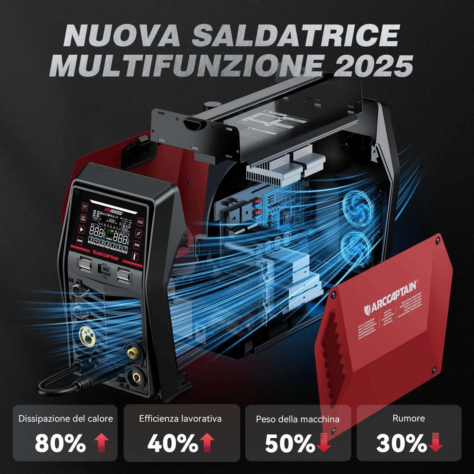 ARCCAPTAIN MIG205MP Saldatrice 9-in-1 iControl App 230V Multi-processo