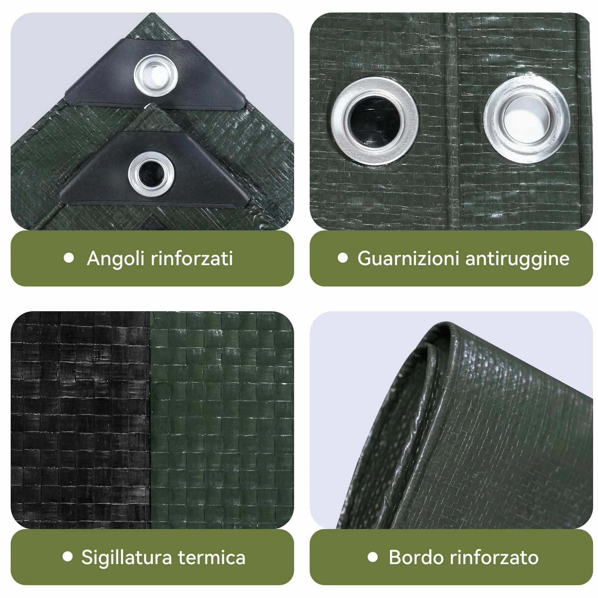 Telo Telone 2x3m telo impermeabile esterno，140g/㎡ telone Resistente Anti-UV Anti-Rottura Telo Fondale con Occhielli Rinforzati,Copertura Multiuso per Campeggio Piscina Tetto Auto Mobili Patio