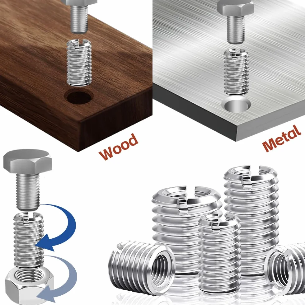 Inserto filettato M8 su M5 x 10mm, 24 pezzi adattatore filettato m8 m5, manicotto filettato in acciaio inossidabile, adattatore per collegamenti a vite, manicotto di riduzione da m8 a m5