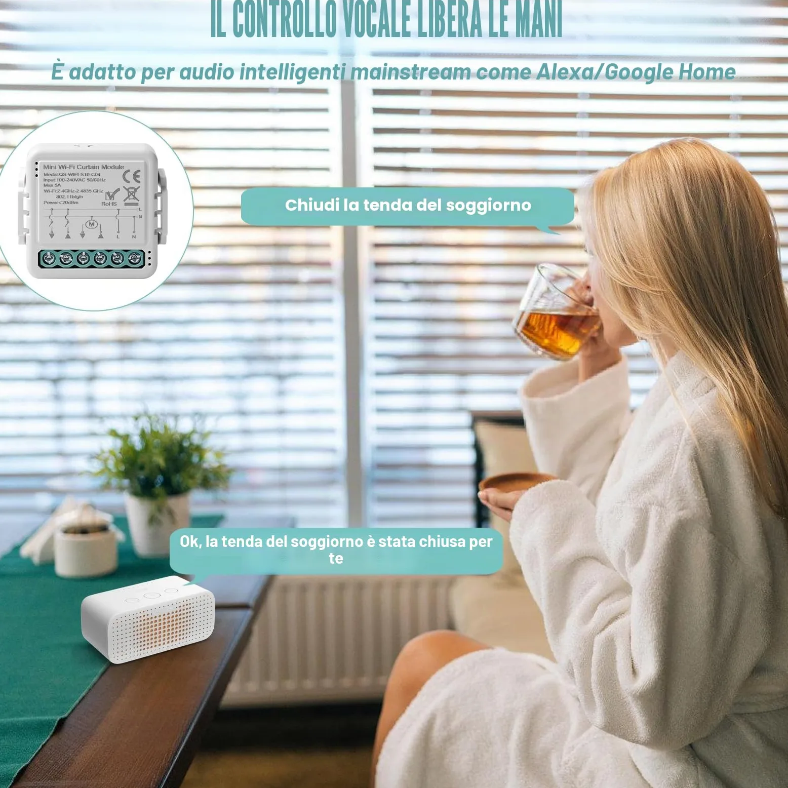 Tuya WiFi, interruttore per tapparelle, modulo per tapparelle, 2,4 GHz, controllo Alexa Smart, controllo app per tapparelle, funzionamento con Alexa/Google Home, 4 pezzi