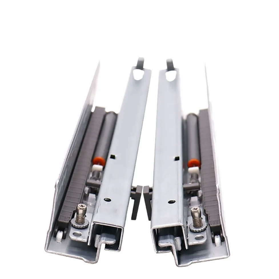 Guide per cassetti per carichi pesanti, Guide for cassetti sottotop nascoste con chiusura ammortizzata, estrazione totale, carico 40 kg, 250-400 mm, confezione da 2